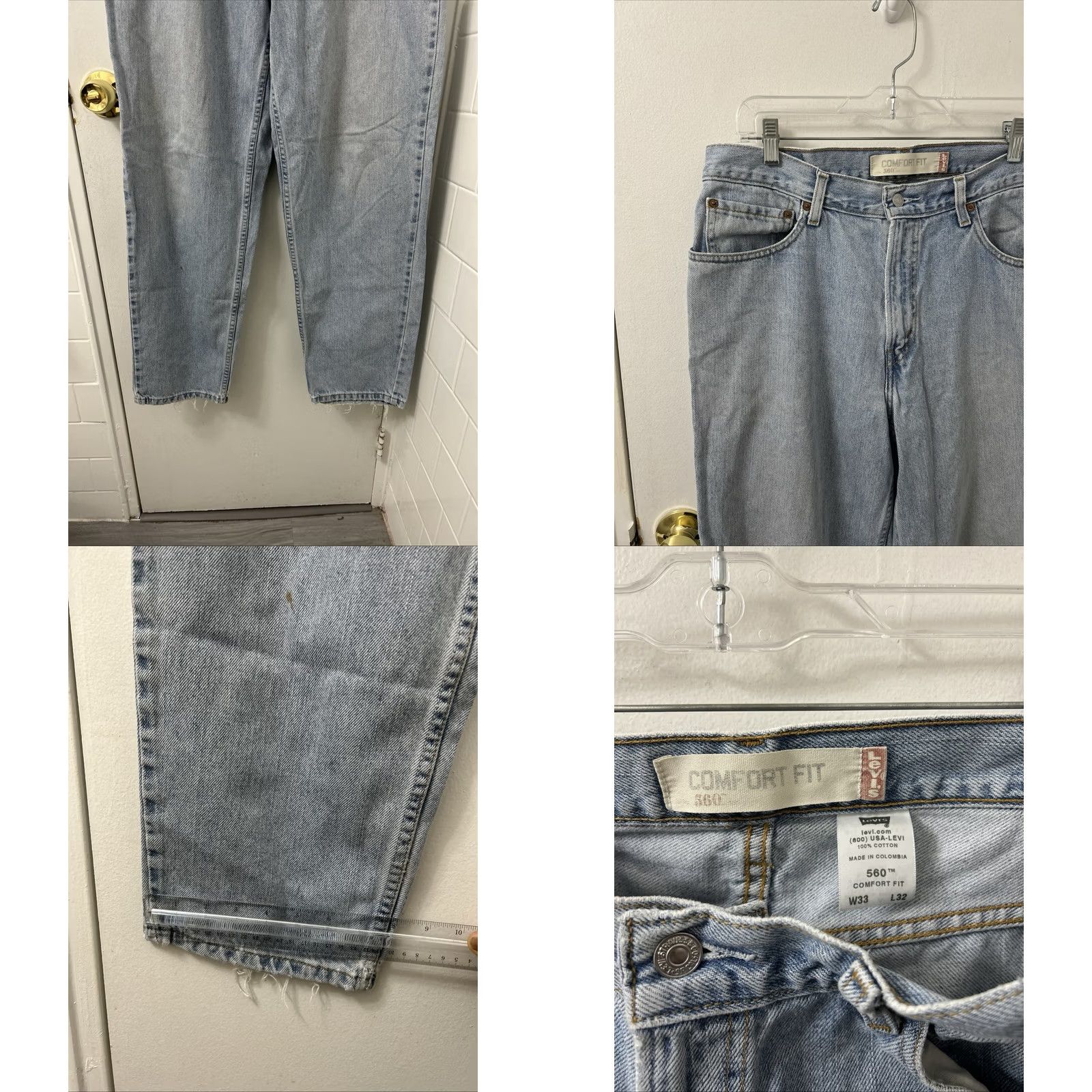Levi's VINTAGE Levi's 560 Comfort Fit Jeans Mens 33x31 Light Blue Tapered Leg Denim Jeans 560 Levi's Men blue light wash 560s Mens Jeans Size US 33 - 8 Thumbnail
