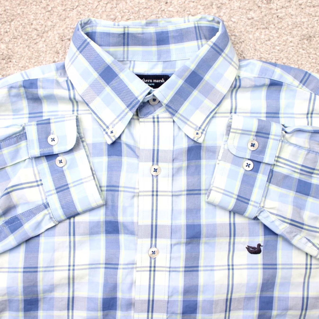 Vintage Southern Marsh Shirt Mens XL Blue Plaid Flannel Long Sleeve Button Down Size US XL / EU 56 / 4 - 2 Thumbnail