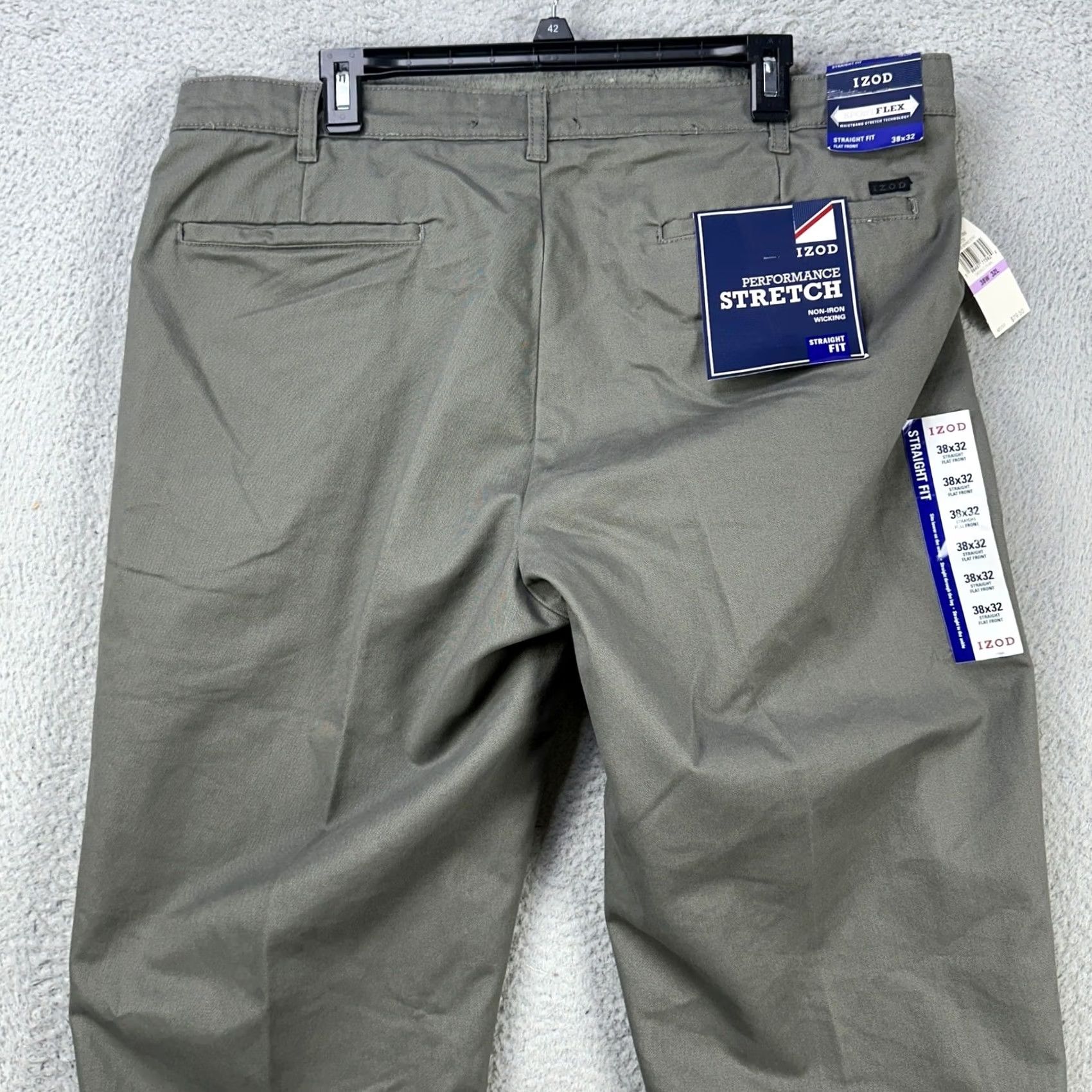 Izod IZOD Flex Mens Performance Pants 38X32 Gray Chino Stretch Flat Front NEW Size US 38 / EU 54 - 3 Thumbnail