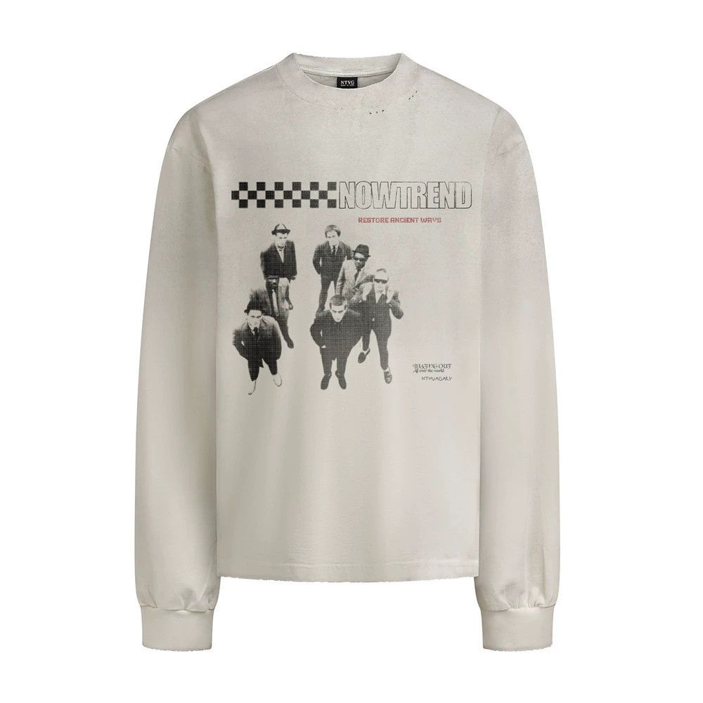 Vintage Men's distressed loose character print long-sleeved T-shirt Size US M / EU 48-50 / 2 - 1 Thumbnail