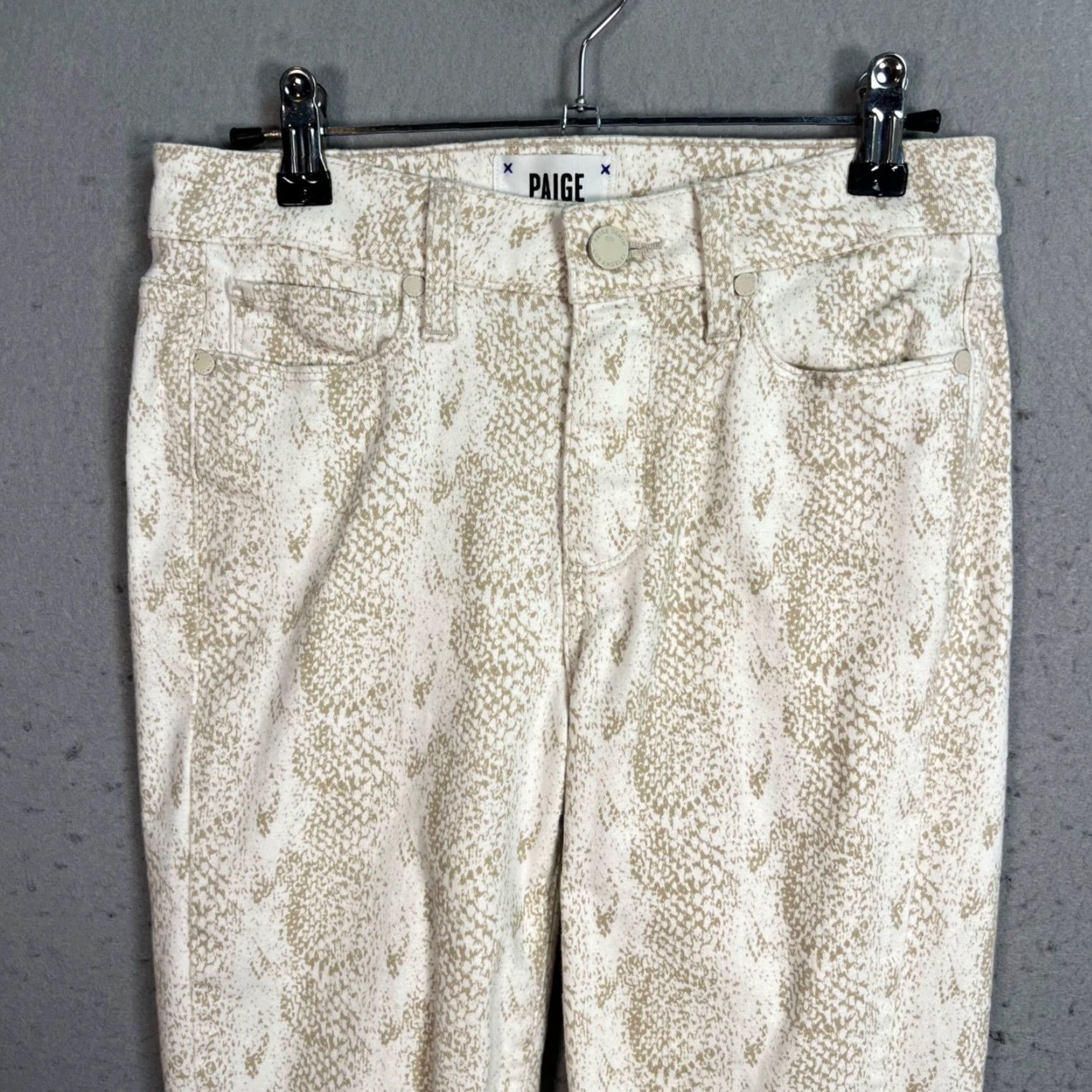 Paige PAIGE Snake Print Ankle Jeans Womens Size 26 Beige Stretch Cotton Blend Size 26" / US 2 / IT 38 - 5 Thumbnail