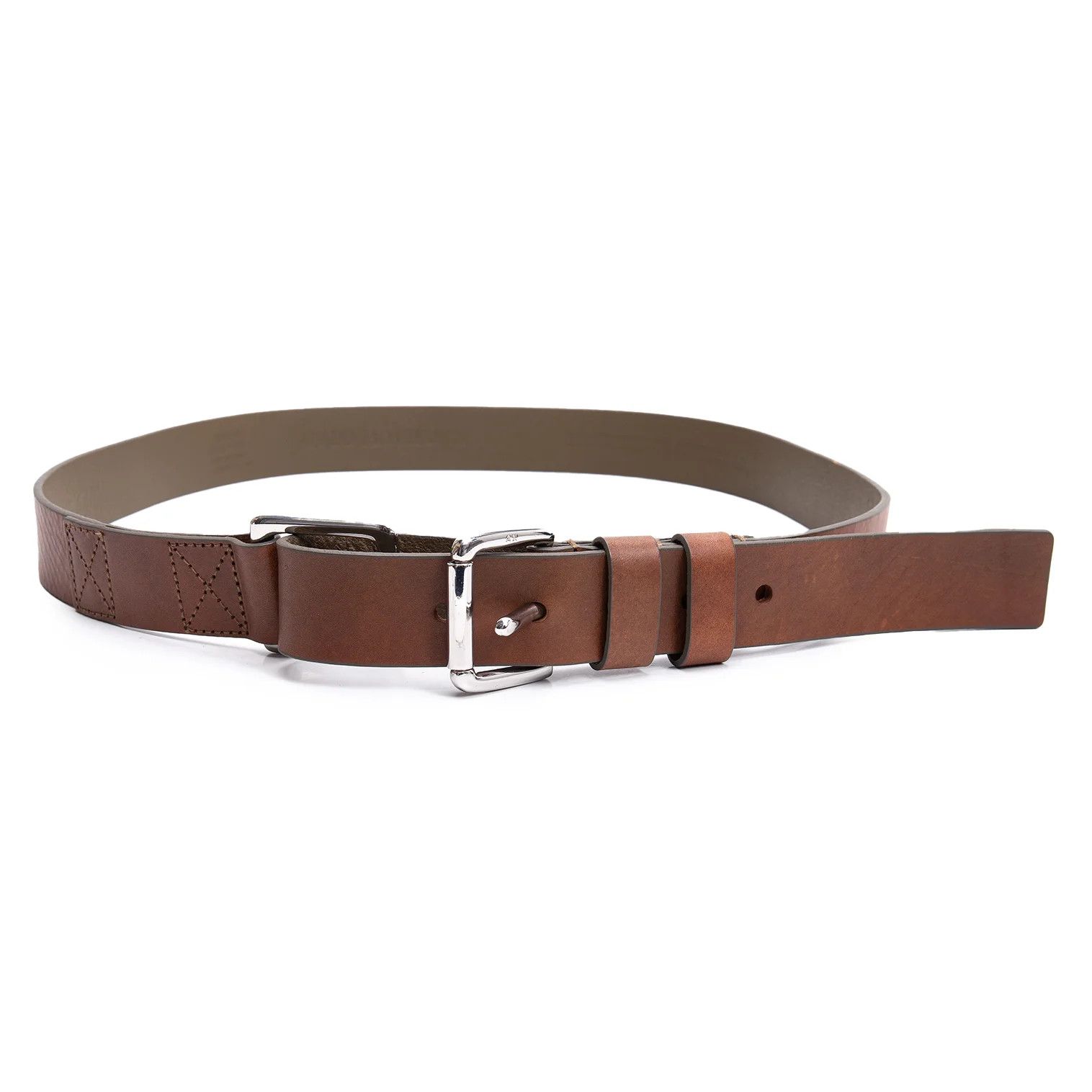 Armani Double Buckle Leather Belt in Khaki Brown, Size 38 Size ONE SIZE - 1 Thumbnail