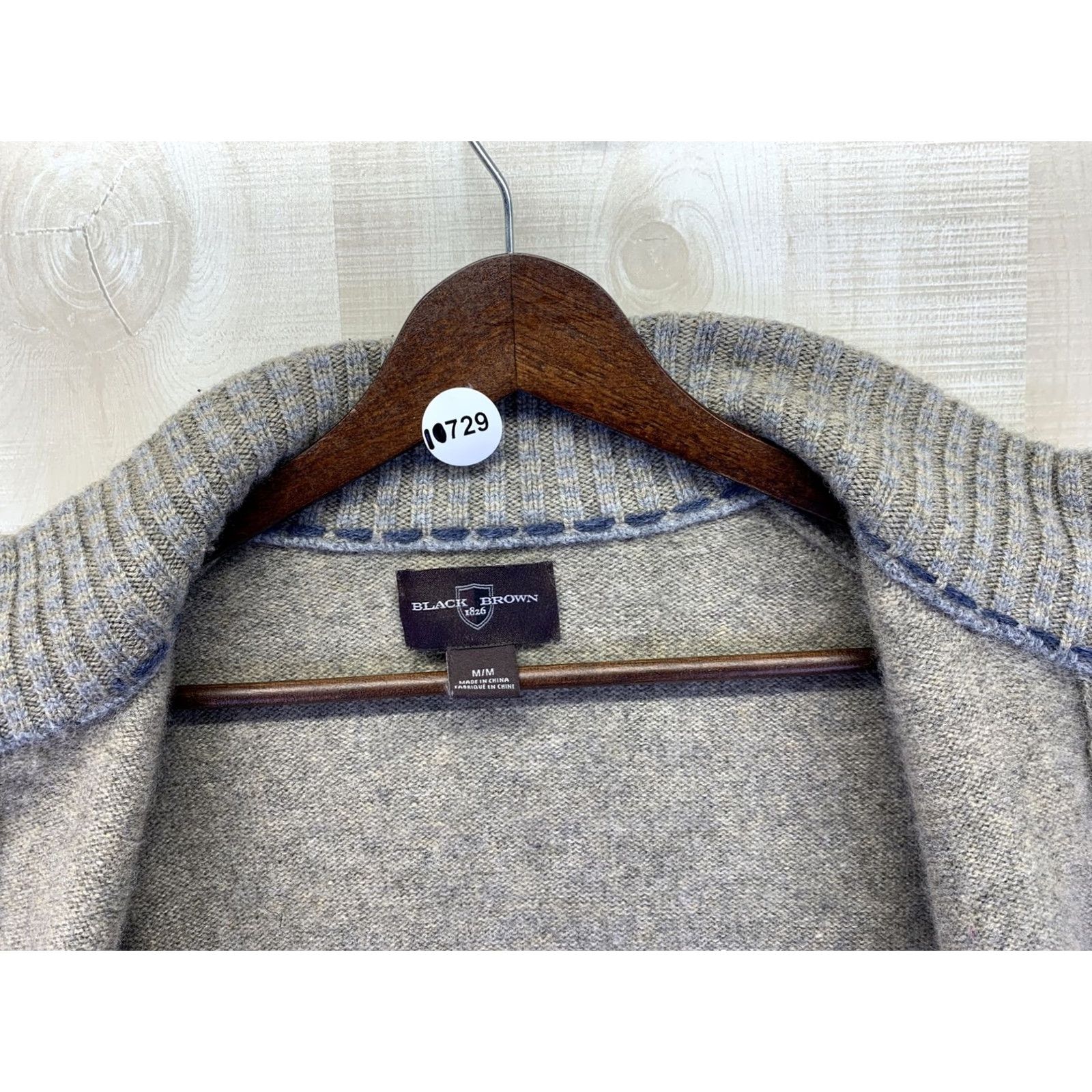 Vintage Black Brown 1826 Sweater Jacket Mens Full Zip Knit Beige Wool Blend M Medium-10729 Size US M / EU 48-50 / 2 - 5 Thumbnail