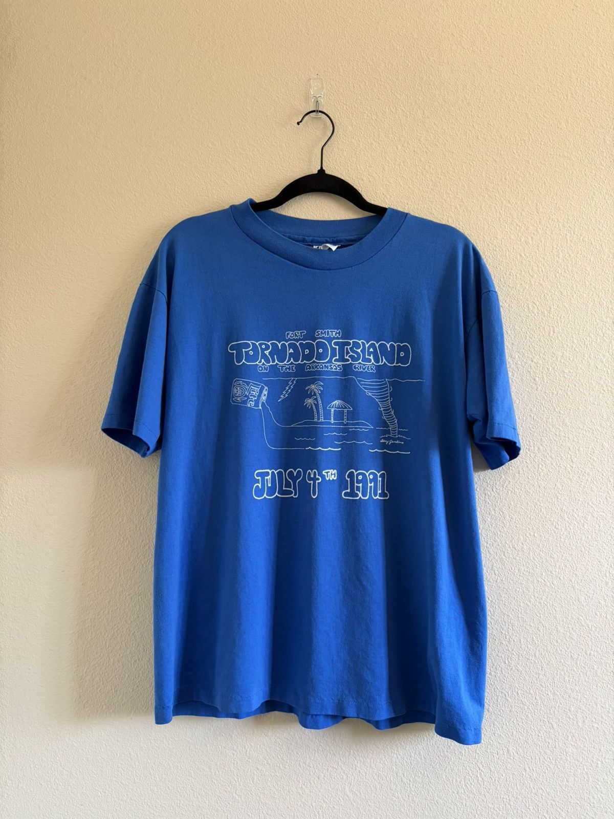 True Vintage 1991 Tornado Island, Arkansas July 4th Art Tee