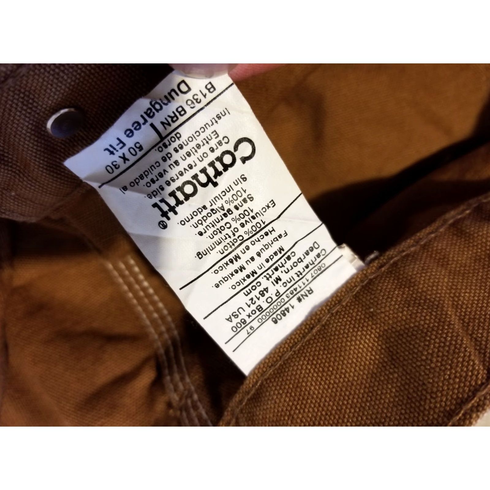 Carhartt Carhartt Jeans Mens 50x30 Khaki Beige Denim 5-Pocket Straight Relaxed Cargo Pants Straight Leg Size US 34 / EU 50 - 6 Thumbnail
