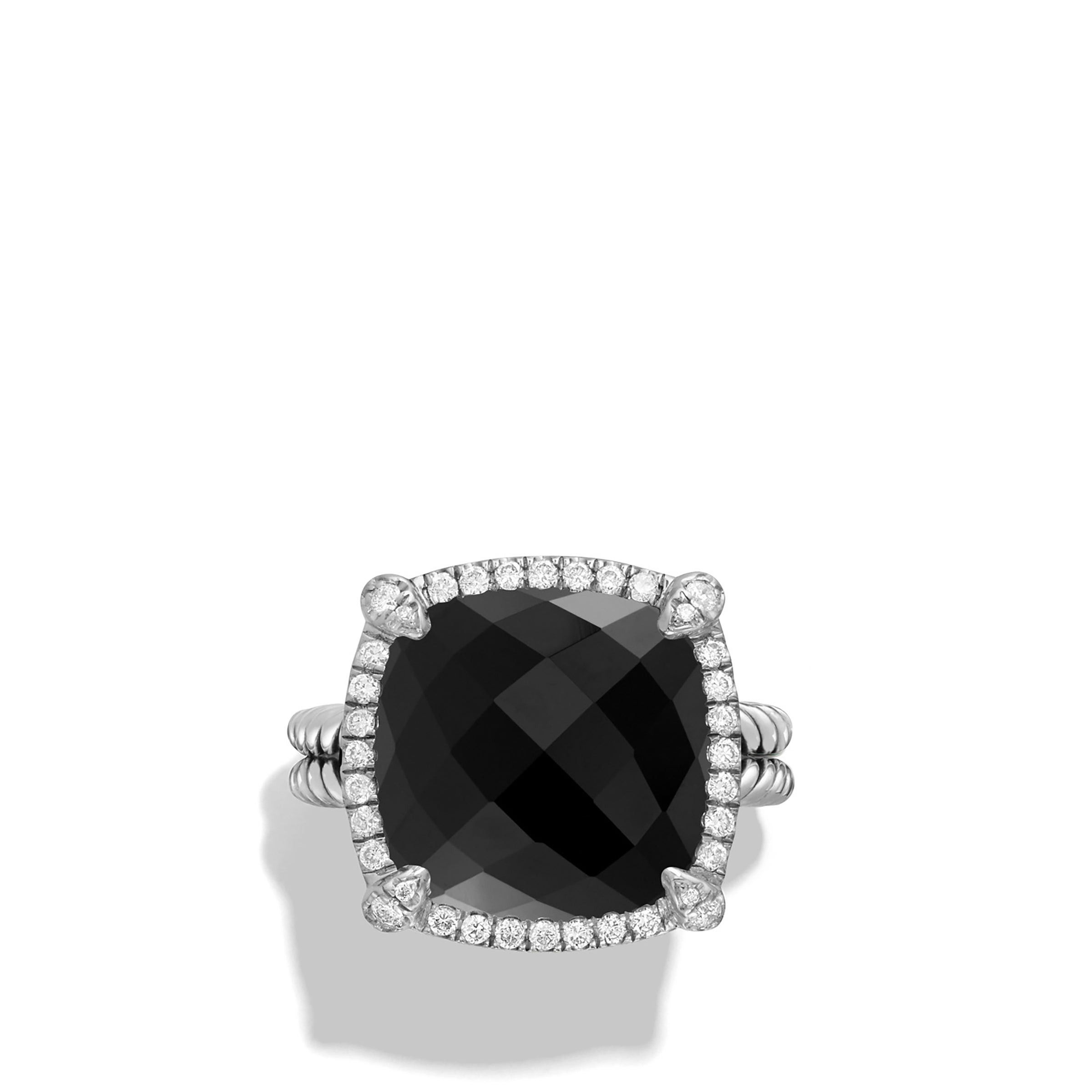 David Yurman o1w1db10525 R12746D Ring in Silver with Onyx and Diamond Size ONE SIZE - 4 Thumbnail