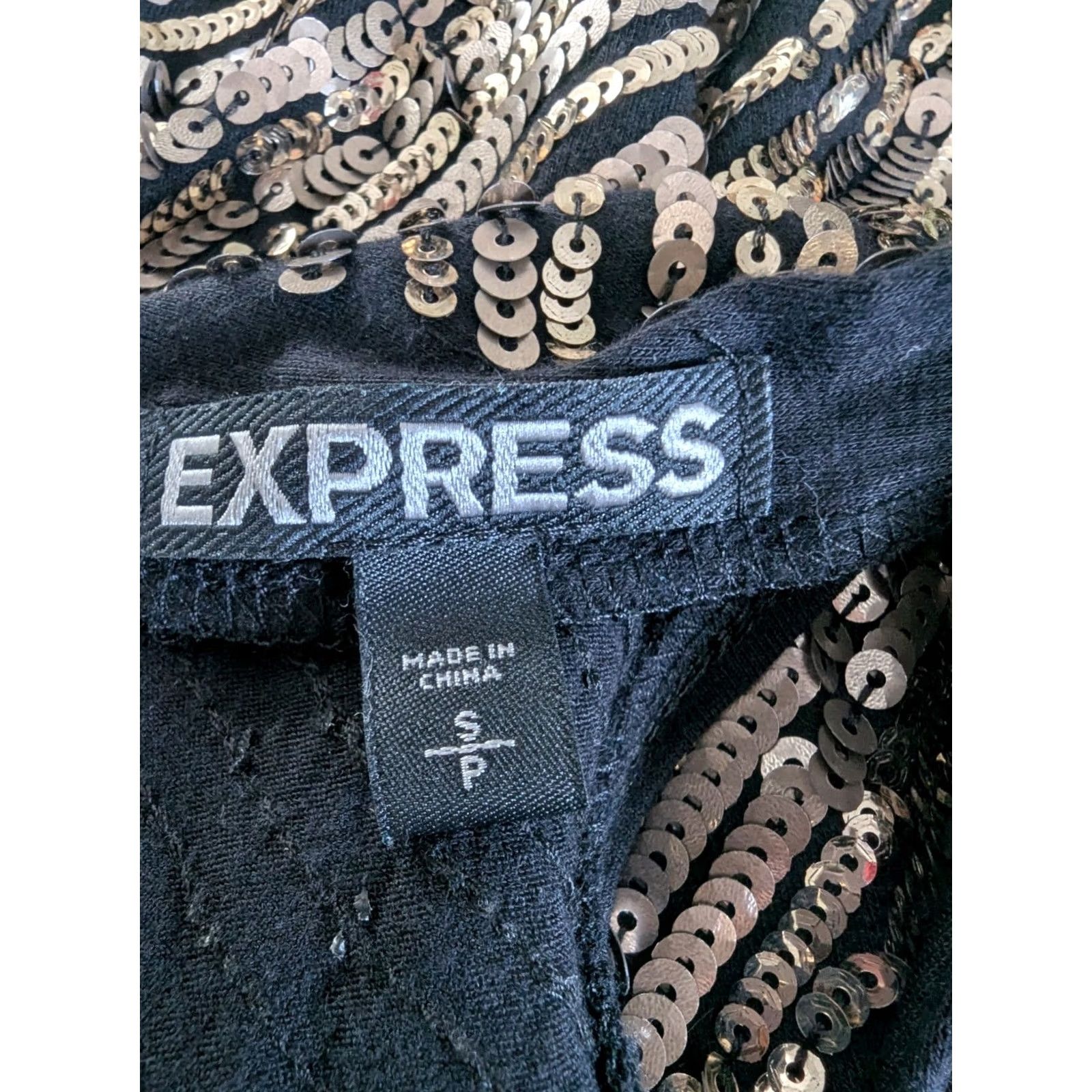 Express Express Sequin Surplice Back Mini Dress S Womens Glitter Holiday Gatsby Velvet Black Multi Color Size S / US 4 / IT 40 - 7 Thumbnail