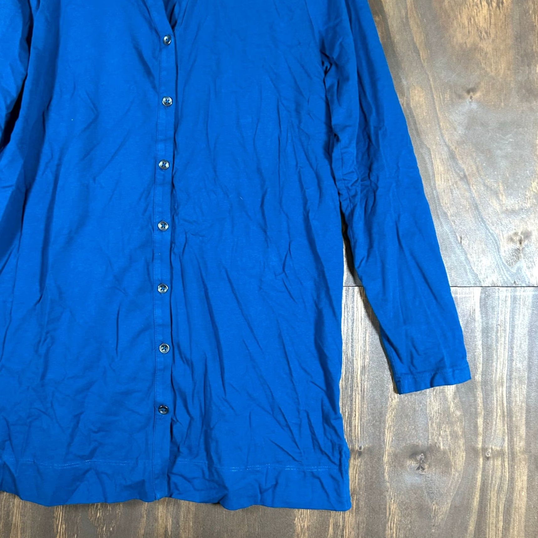 J. Jill J Jill Womens Blouse Button-Up Collared Long Sleeve Stretch Blue - Small - Casual Workwear Shirt Women Size S / US 4 / IT 40 - 4 Thumbnail