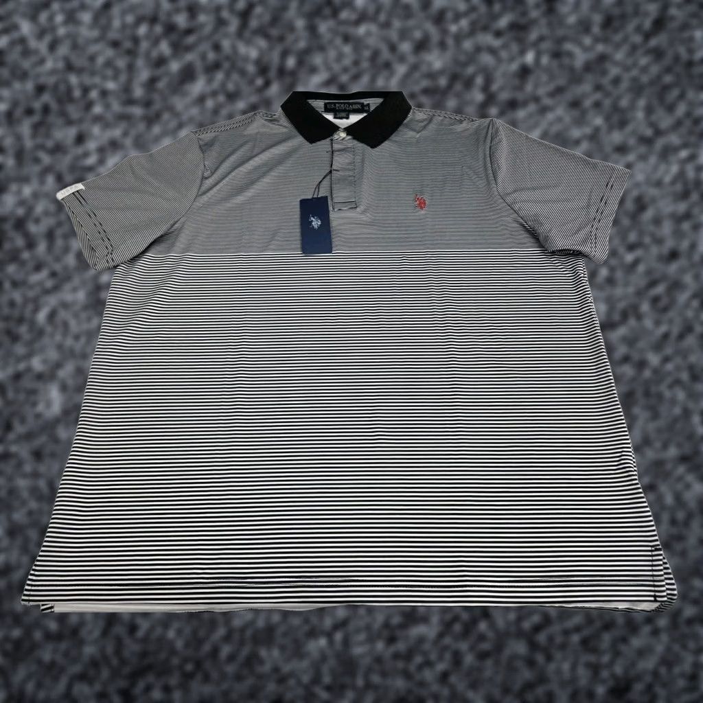 U.S. Polo Assn. NWT US Polo ASSN Mens Polo Feel Dry Shirt Black/White Striped Size XL Size US XL / EU 56 / 4 - 1 Thumbnail