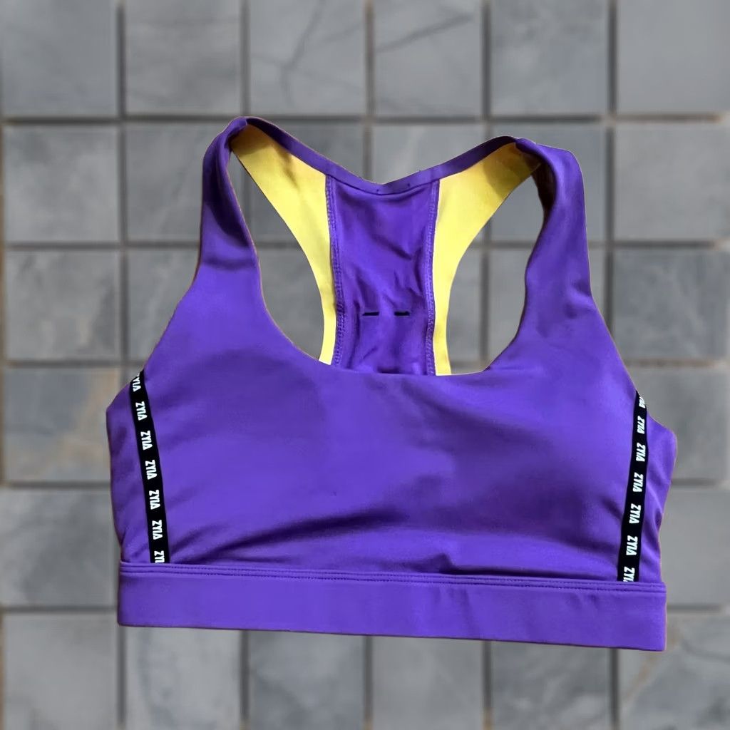 Vintage Zyia Actibe Sports Bra Womens Small Purple Yellow Size ONE SIZE - 1 Thumbnail