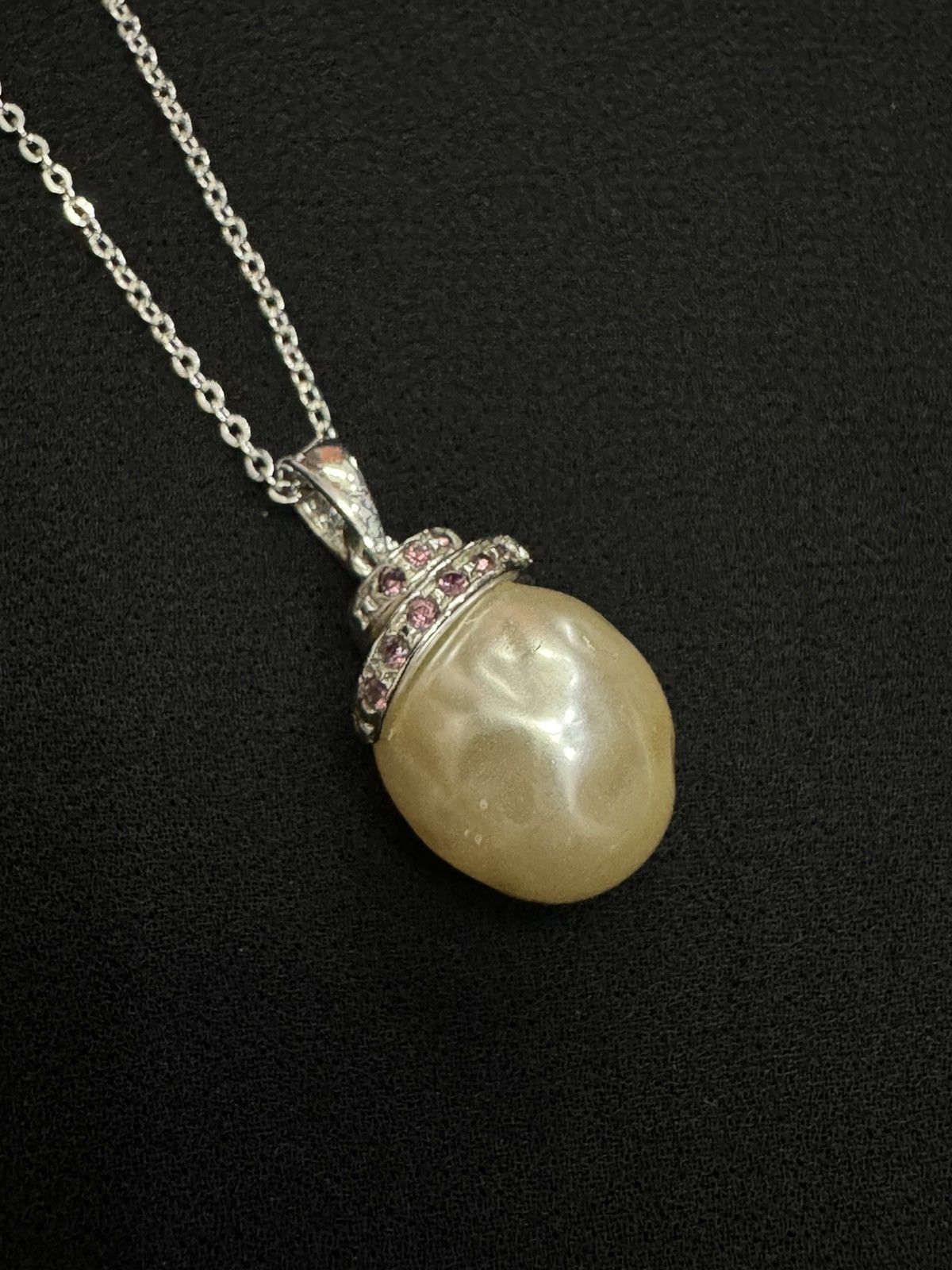 Jewelry × Vintage NATURAL PEARL RUBY STERLING SILVER NECKLACE Size ONE SIZE - 1 Thumbnail