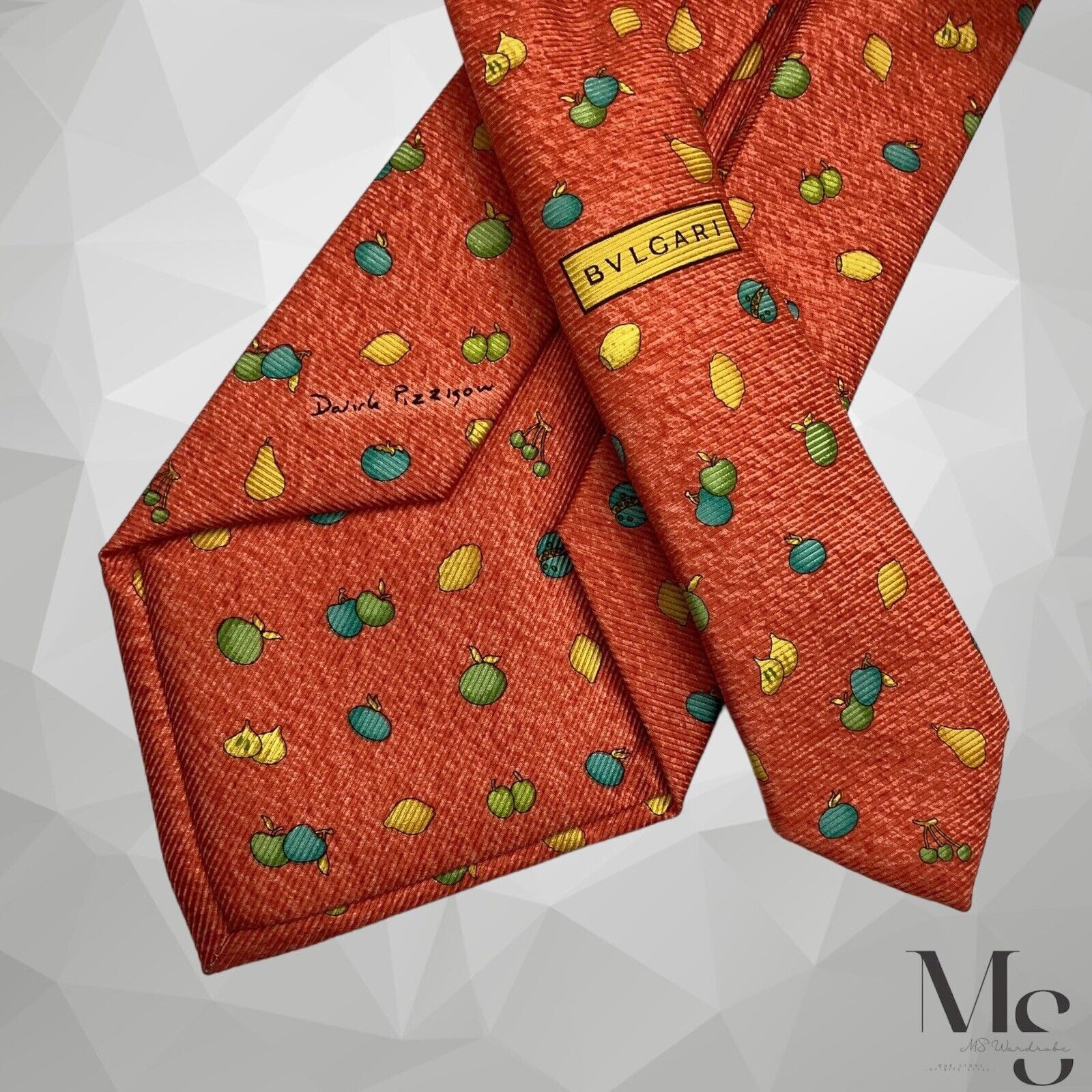 Bvlgari BVLGARI 7Fold By Davide Pizzigoni Orange Fruit Print Silk Ti Size ONE SIZE - 5 Thumbnail