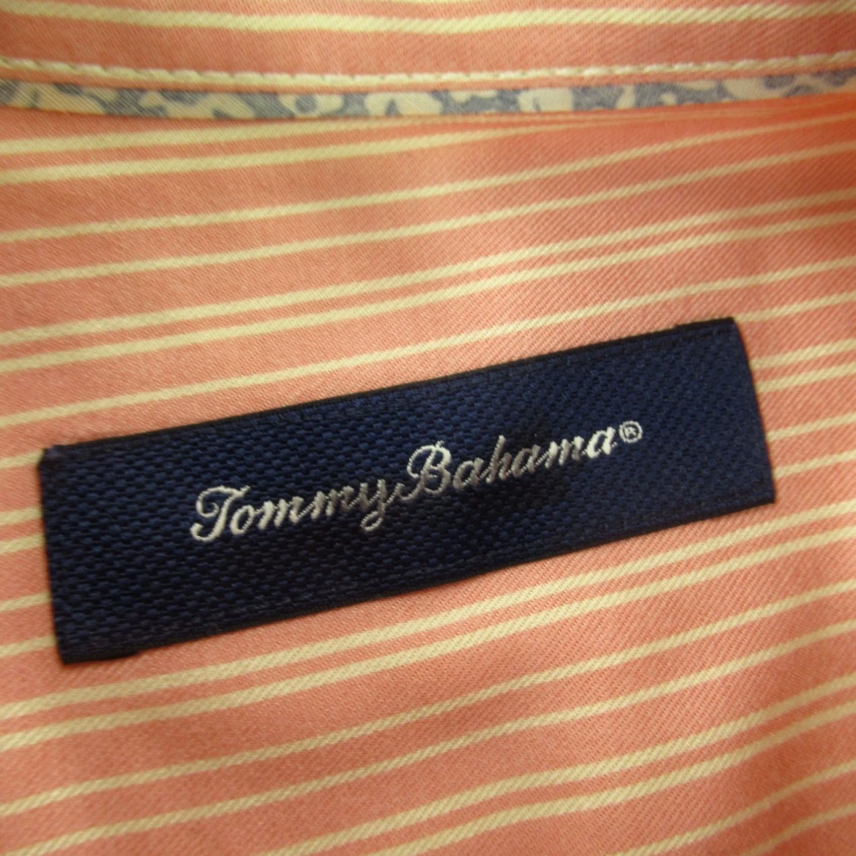 Tommy Bahama Tommy Bahama Mens Large Long Sleeve Button Front Stripes Pocket Orange Shirt Size US L / EU 52-54 / 3 - 3 Thumbnail