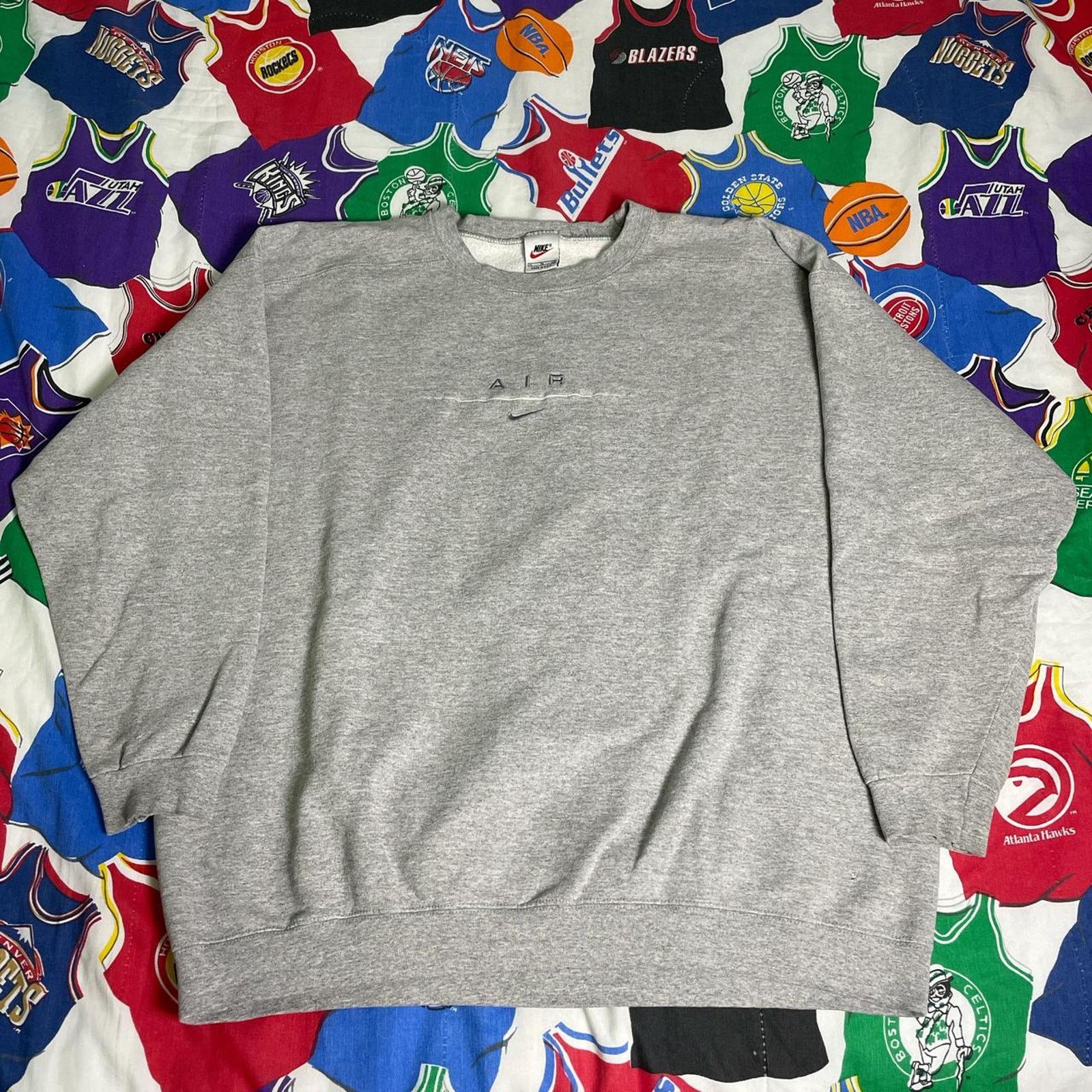 Nike × Vintage Vintage 1990s Nike Air Center Swoosh Crewneck / Sweater Size US XL / EU 56 / 4 - 1 Thumbnail
