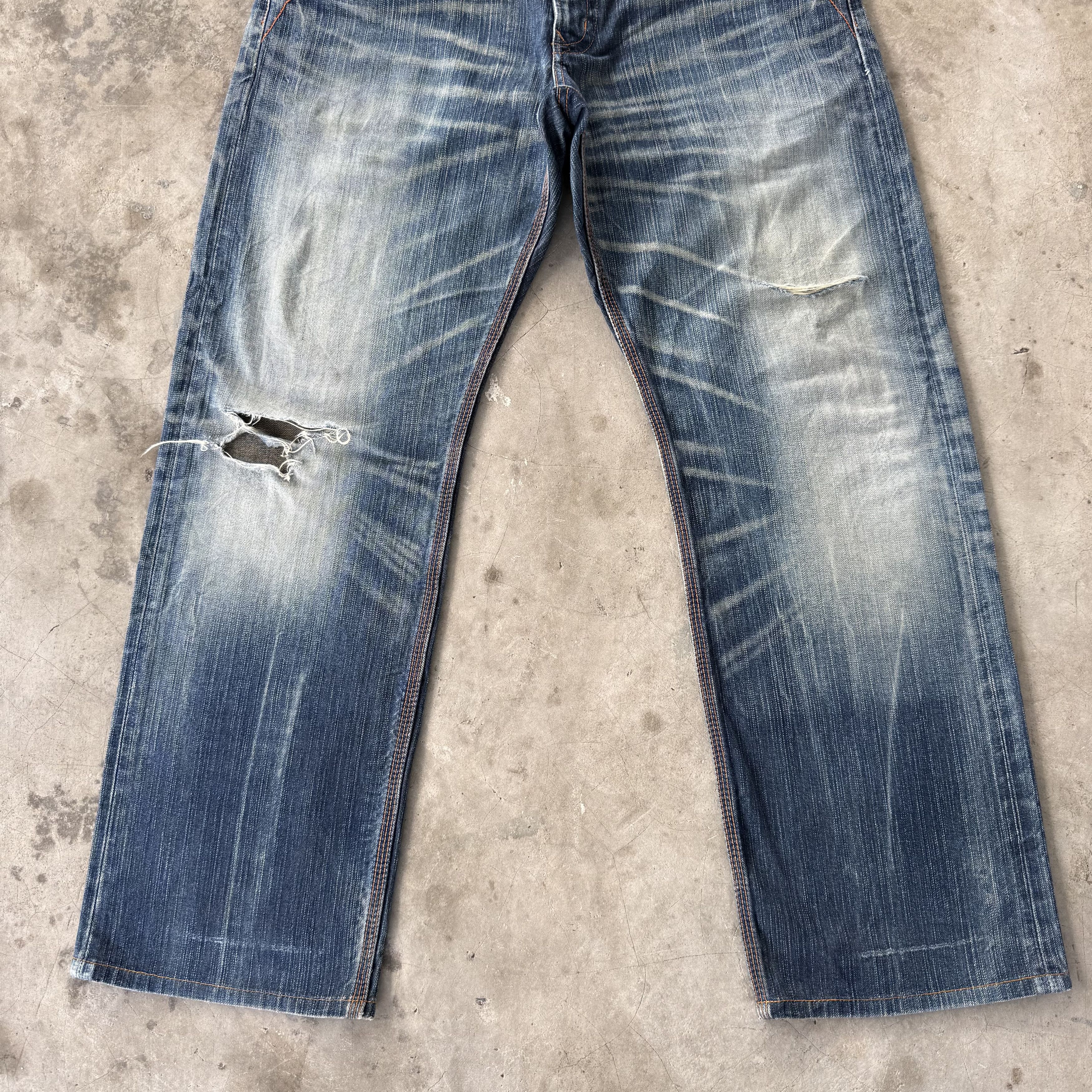 Edwin W38x30 Vintage Edwin Faded Ripped Denim Jean Pants Size US 38 / EU 54 - 4 Thumbnail