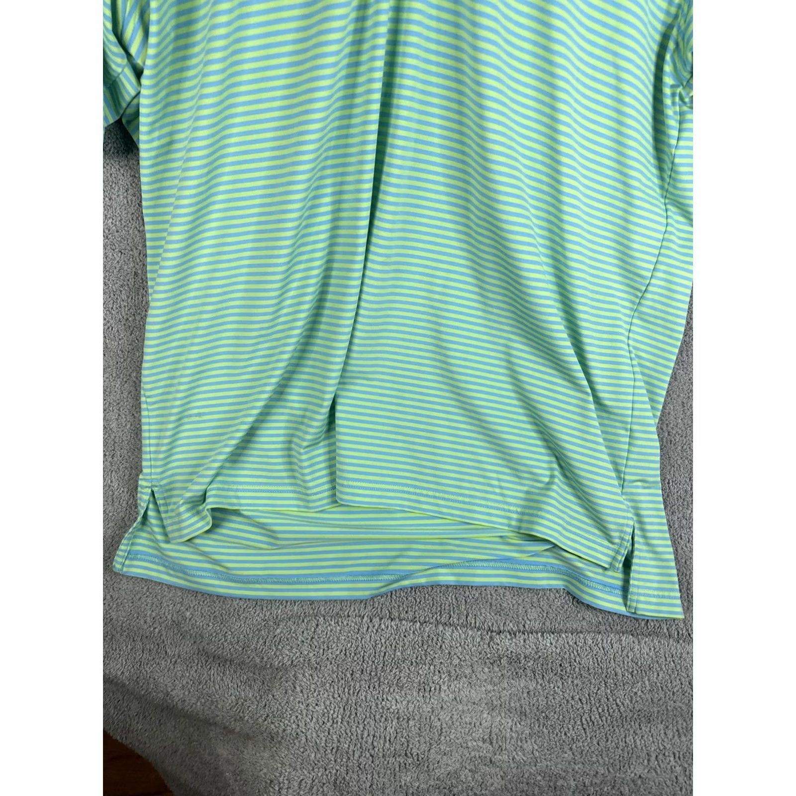 Peter Millar VINTAGE? No — Peter Millar Polo Shirt Mens 2XL Green Blue Stripe Golf Performance Short Sleeve Shirt Size US XXL / EU 58 / 5 - 4 Thumbnail