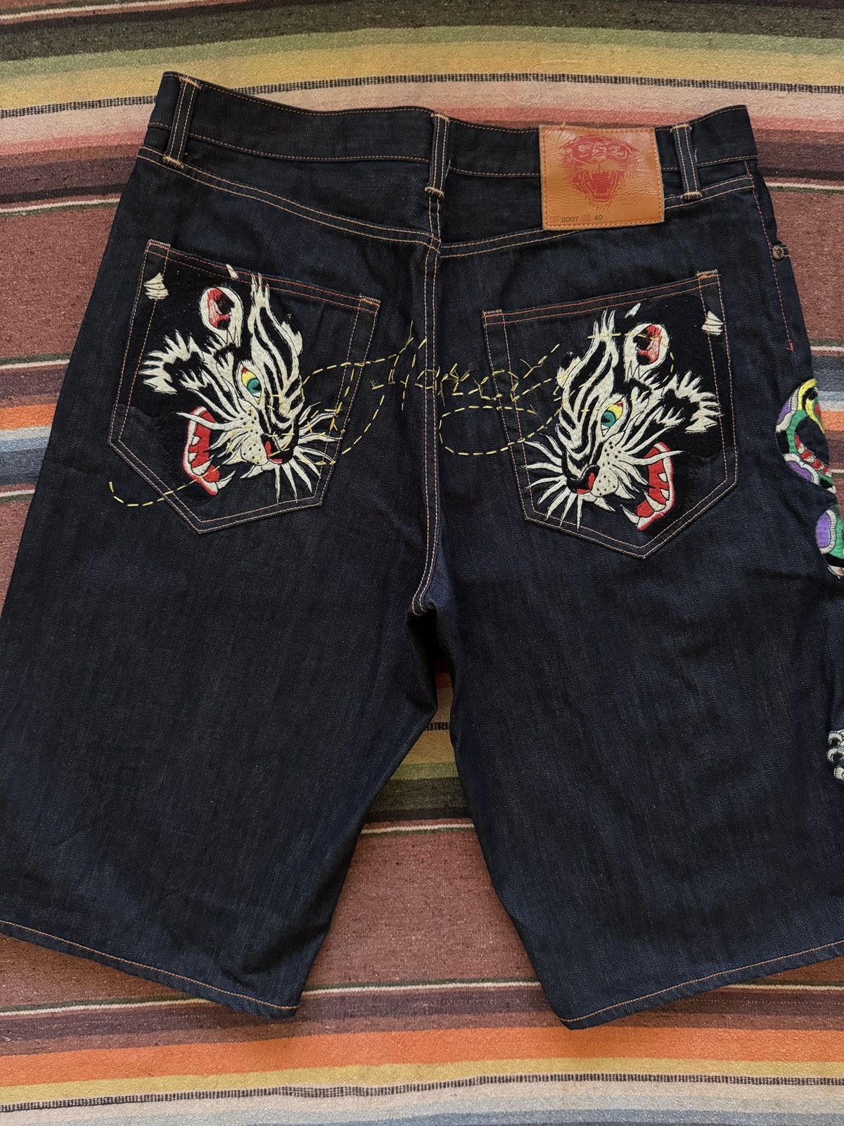 Ed Hardy × Vintage Y2K 2007 Ed Hardy Denim Panther Jorts Size US 40 / EU 56 - 3 Thumbnail