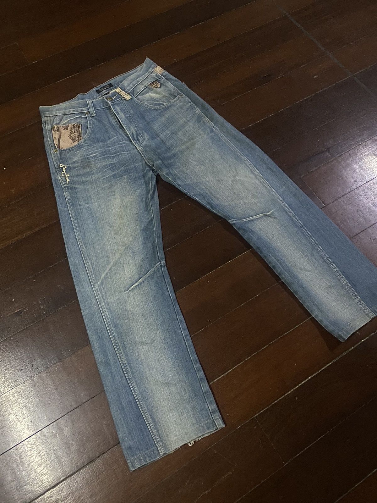 Anchor Blue × JNCO × Sean John Fire vintage SEAN JOHN WIDE LEG dirty mud wash Size US 34 / EU 50 - 12 Thumbnail
