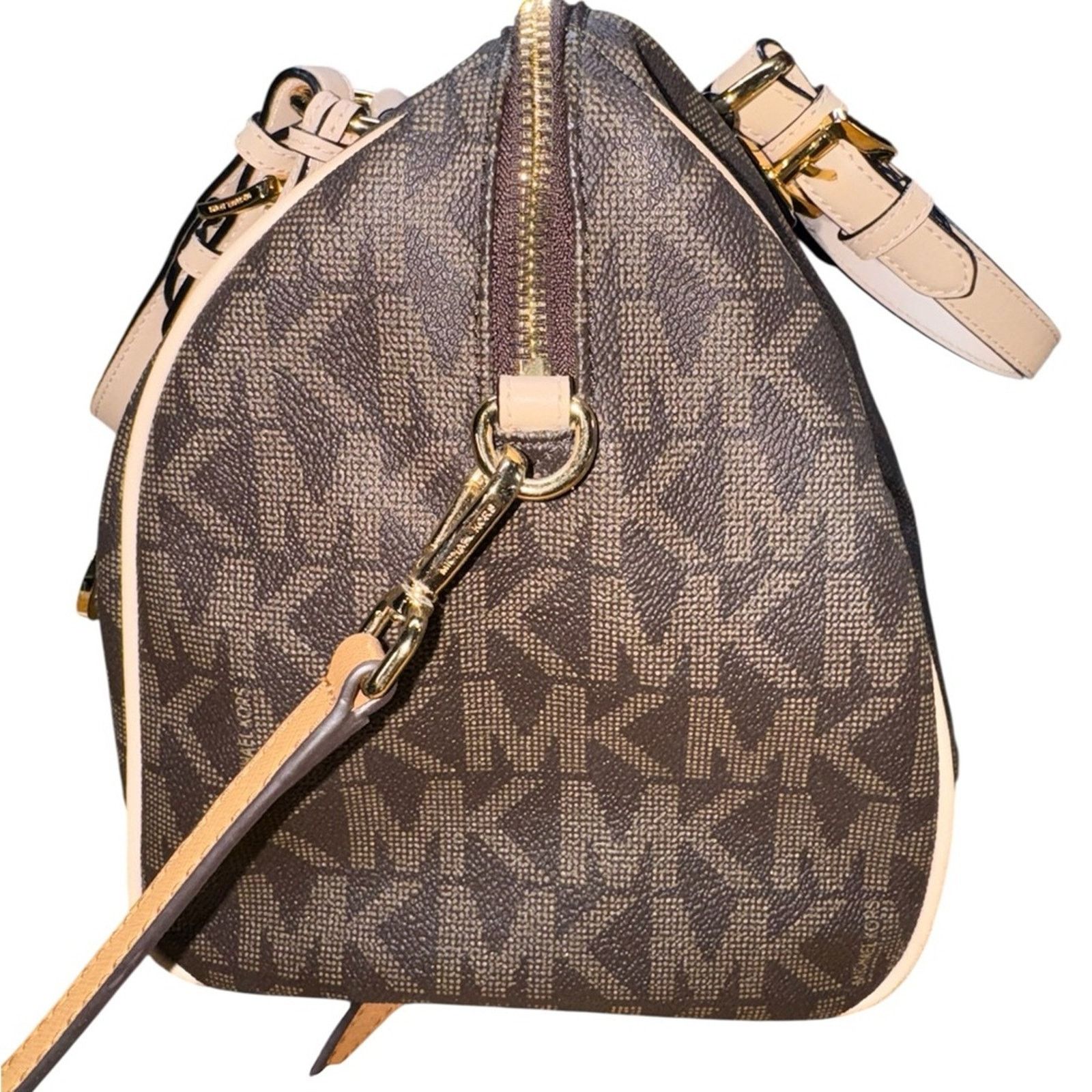 Michael Kors Michael Kors Signature Brown and Tan leather Barrel hand bag Size ONE SIZE - 3 Thumbnail