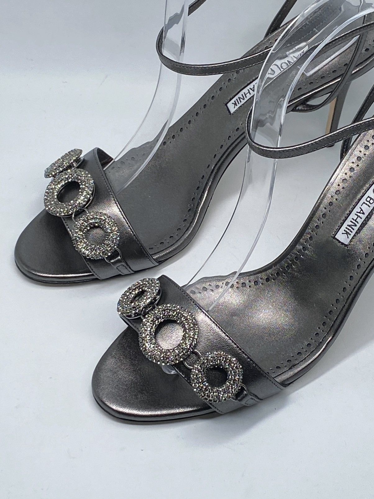 Manolo Blahnik Manolo Blahnik Crystal-Embellished Leather Sandals size 40 Size US 10 / IT 40 - 4 Thumbnail