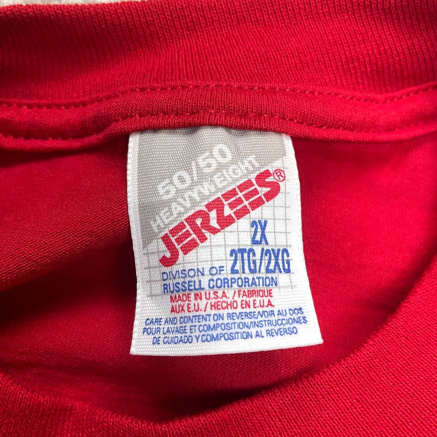 Jerzees Jerzees 50/50 Heavyweight Shirt Adult 2XL Red Solid Pocket Tee Top Size US XXL / EU 58 / 5 - 4 Thumbnail