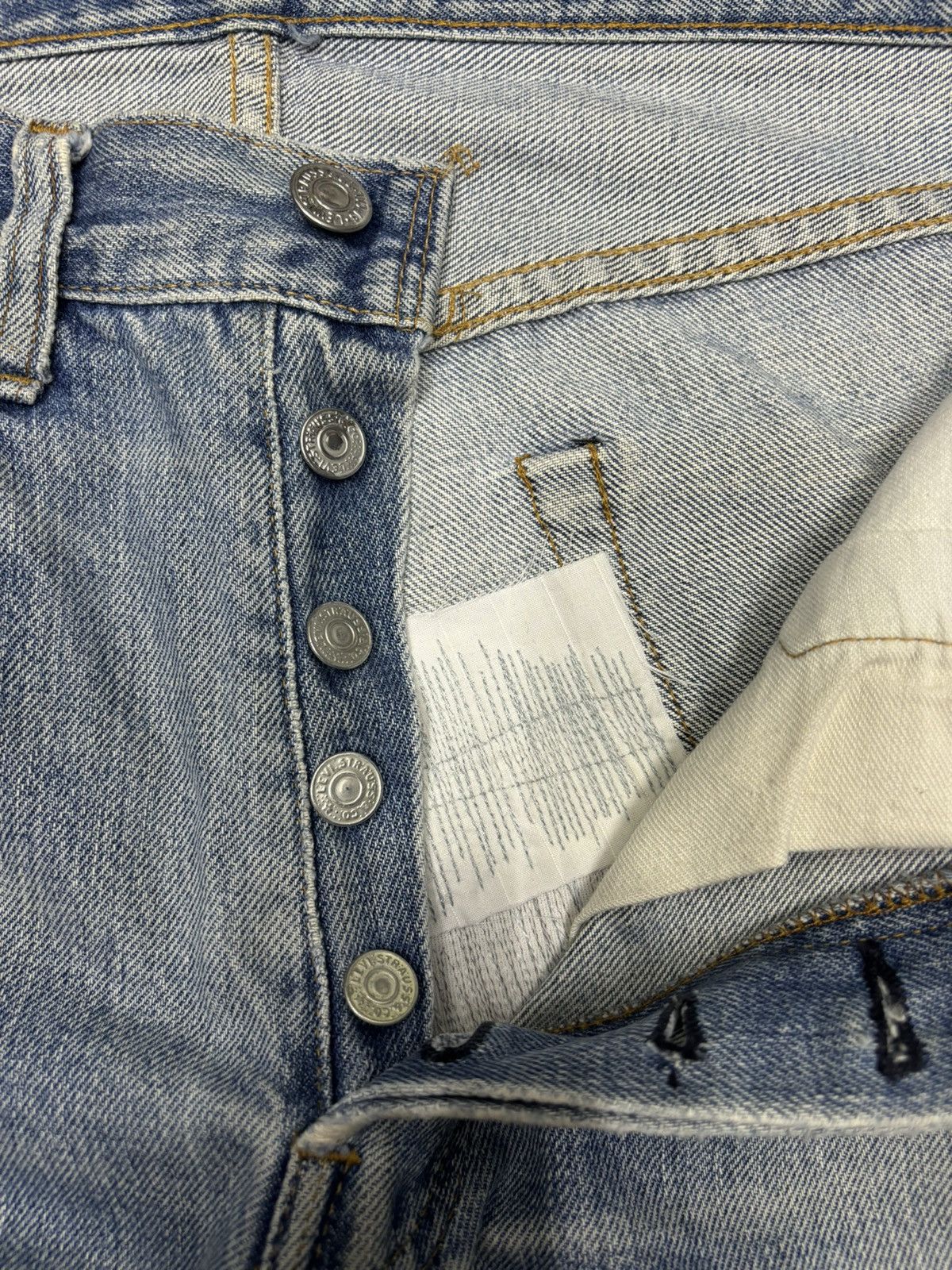 Levi's 🔥LEVIS 501 BUTTON 6 SELVEDGE DISTRESS DENIM BORO SASHIKO Size US 29 - 9 Thumbnail