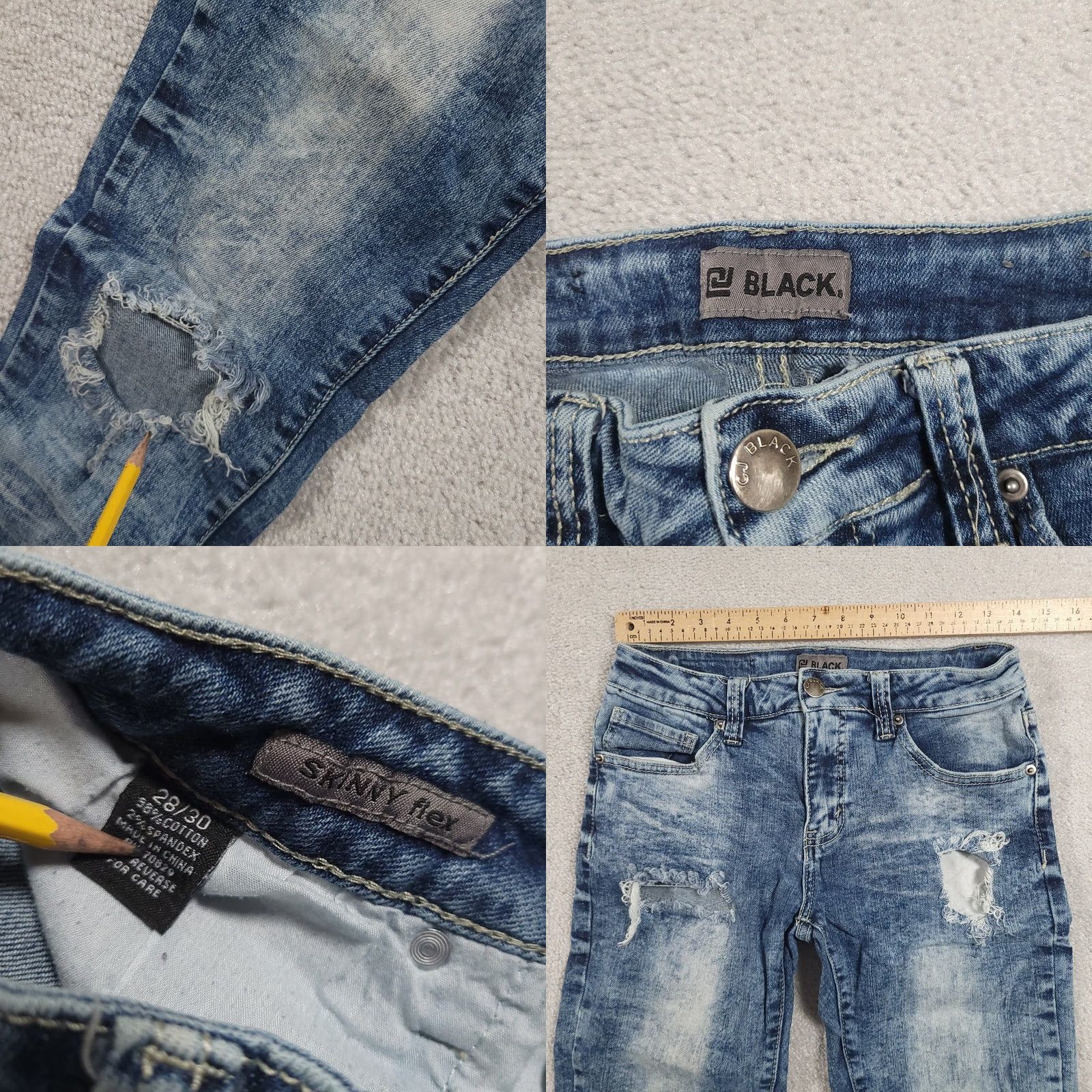 BKE BKE Buckle Black Jeans Womens 28 Distressed Ripped Skinny Flex Stretch Blue Denim Pants Jeans Size 28" / US 6 / IT 42 - 8 Thumbnail
