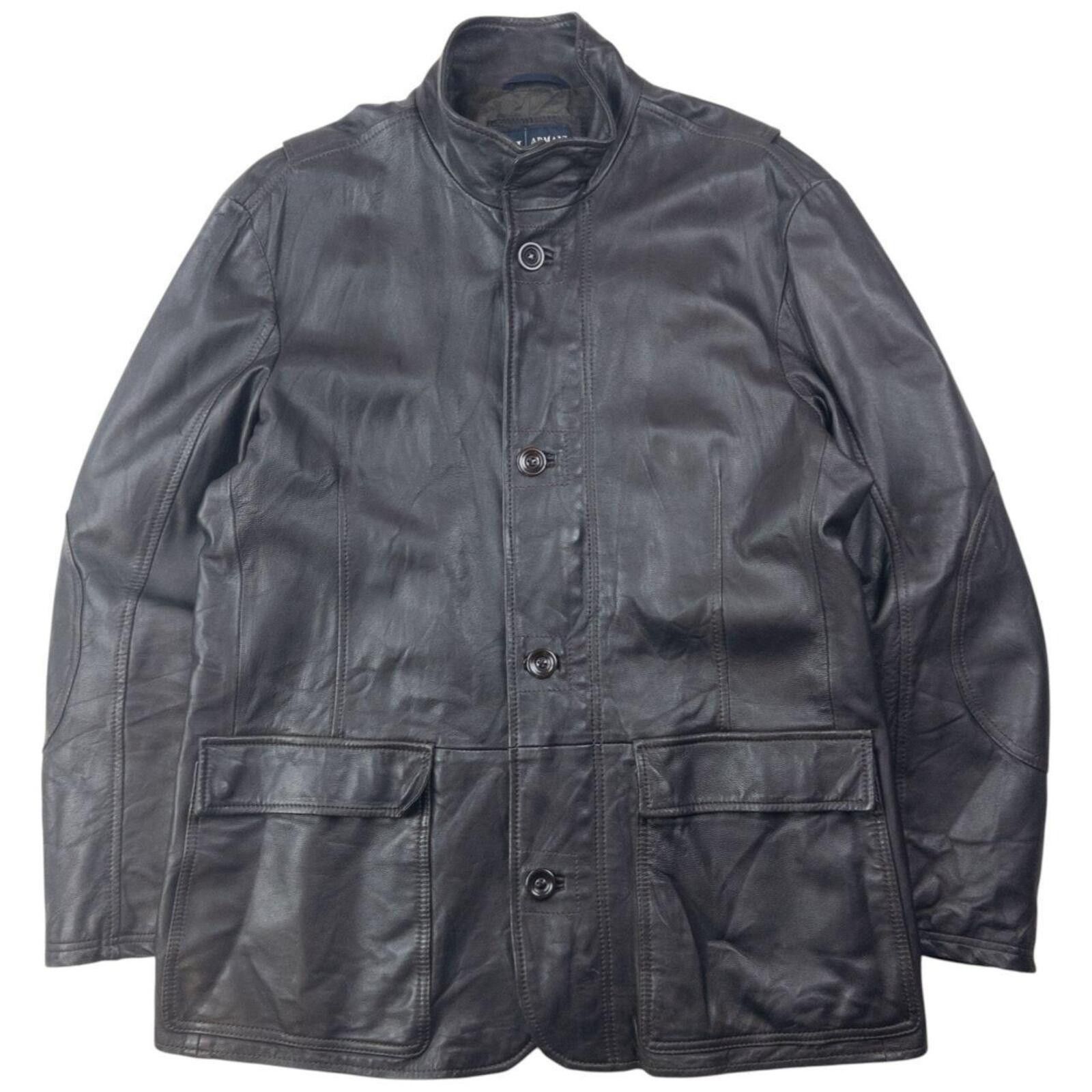 Other Vintage 2000s Armani Jeans Zip Up Leather Jacket Size L Size US L / EU 52-54 / 3 - 1 Thumbnail