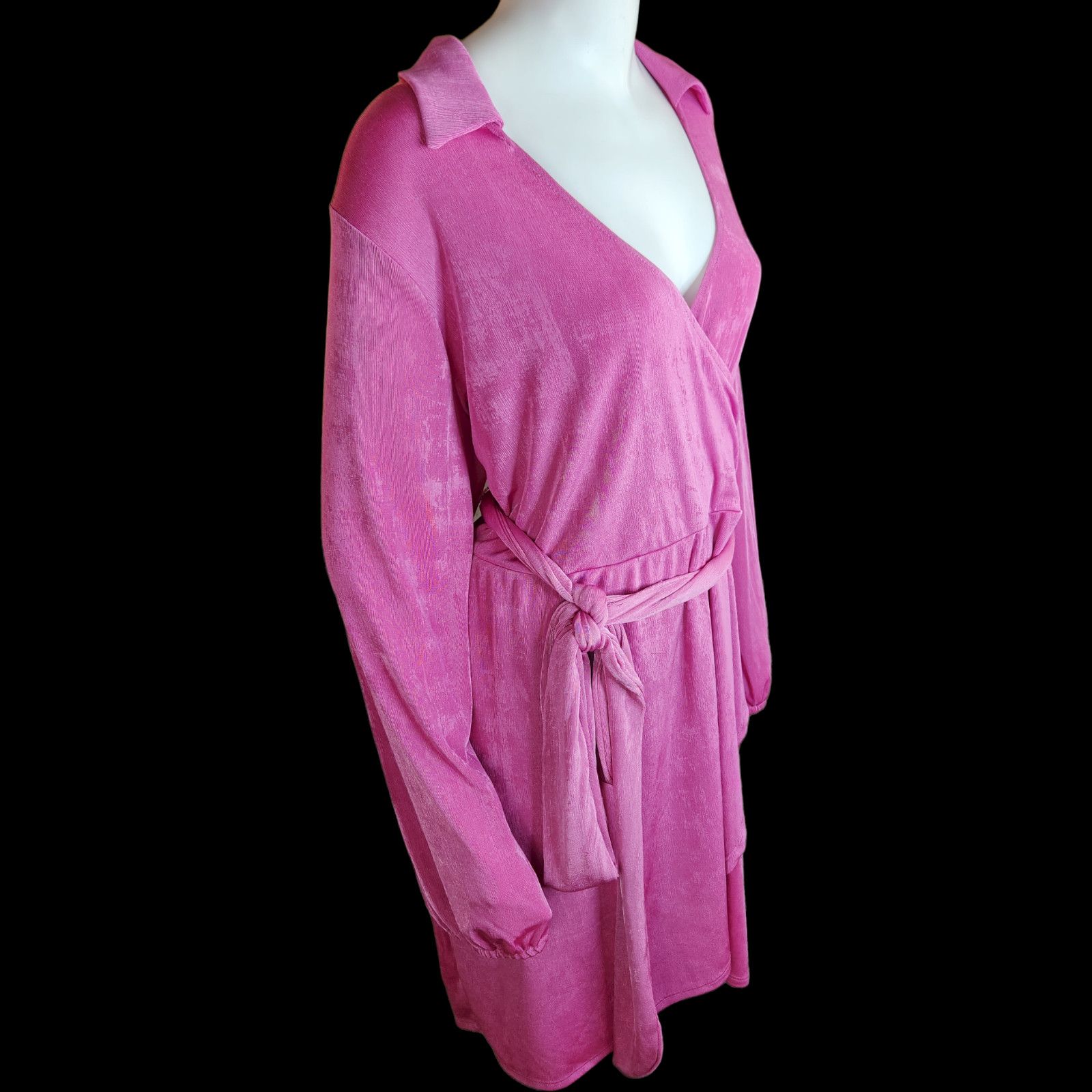 Other Rue 21 Womens 3X Purple Dress V-Neck Tie Waist Long Sleeve Size 3XL / US 20-22 - 5 Thumbnail
