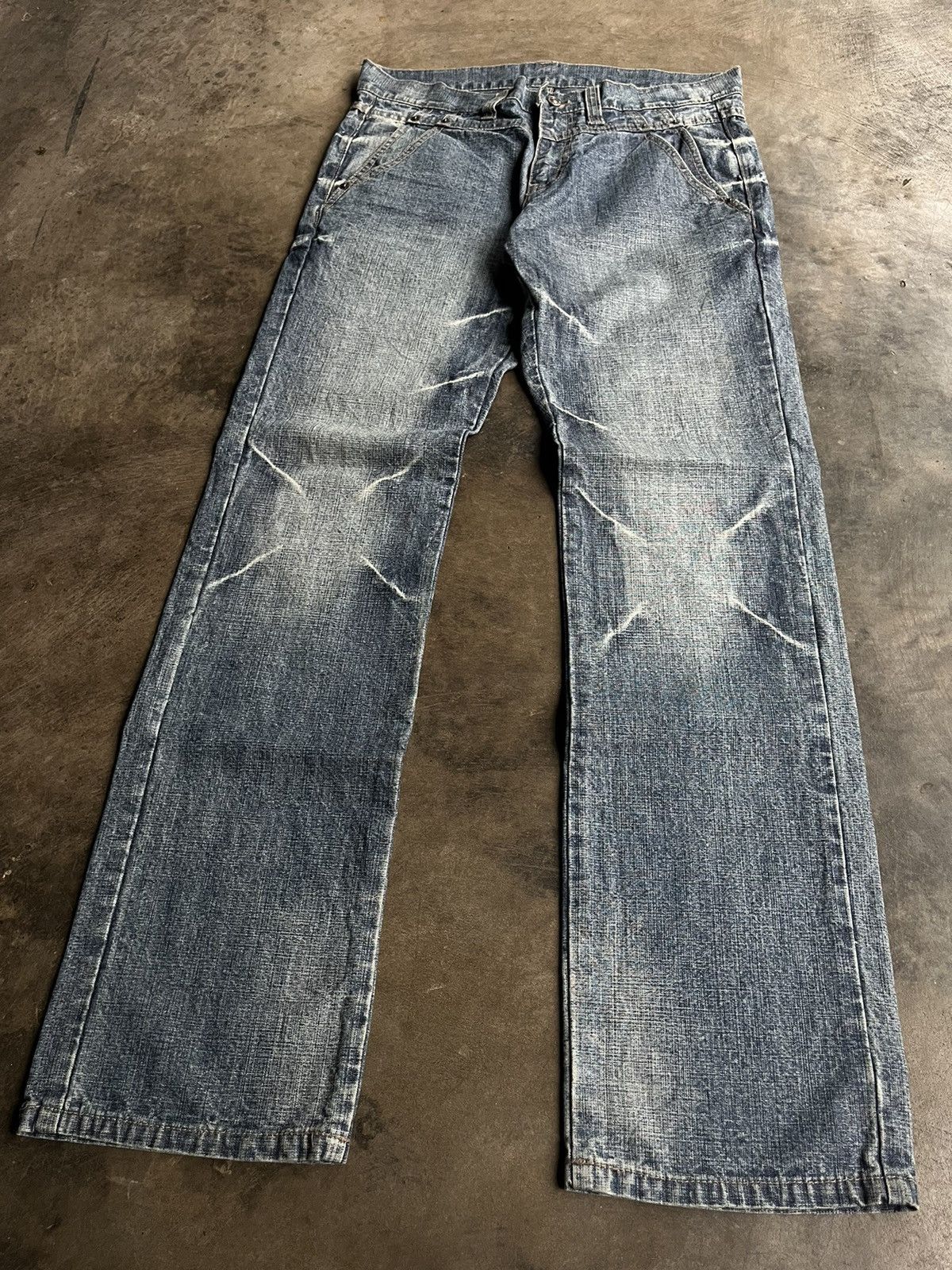 If Six Was Nine 2000s JAPANESE PPFM FADED WASH DENIM FLARE PANTS PUNK STYLE Size US 30 / EU 46 - 3 Thumbnail