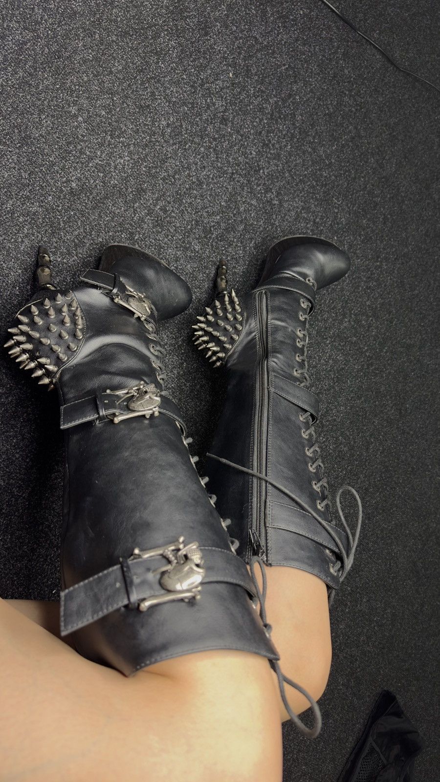 Demonia Cult Demonia Muerto Gothic Spiked Platform Boots Knee High Black Size US 10 / IT 40 - 17 Thumbnail