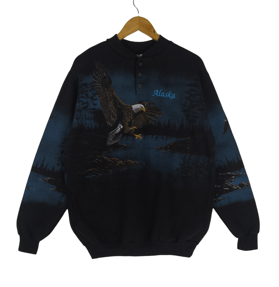 Vintage Vintage 90s Habitat Art Sweatshirt Eagle Overprint Sweater Size US L / EU 52-54 / 3 - 2 Thumbnail