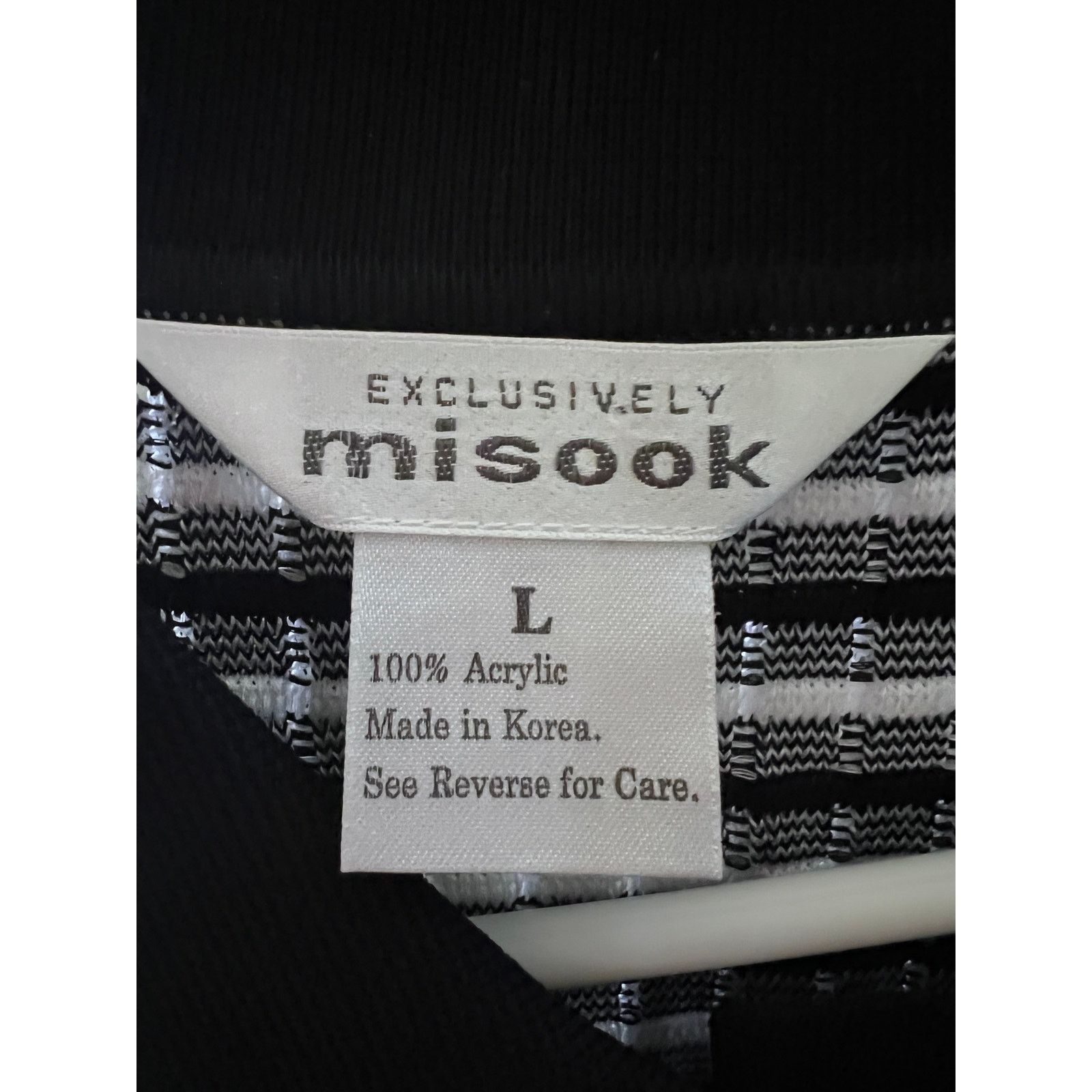Vintage Misook Vintage 90s Black White Knit Button Shirt L Stretch Size L / US 10 / IT 46 - 7 Thumbnail