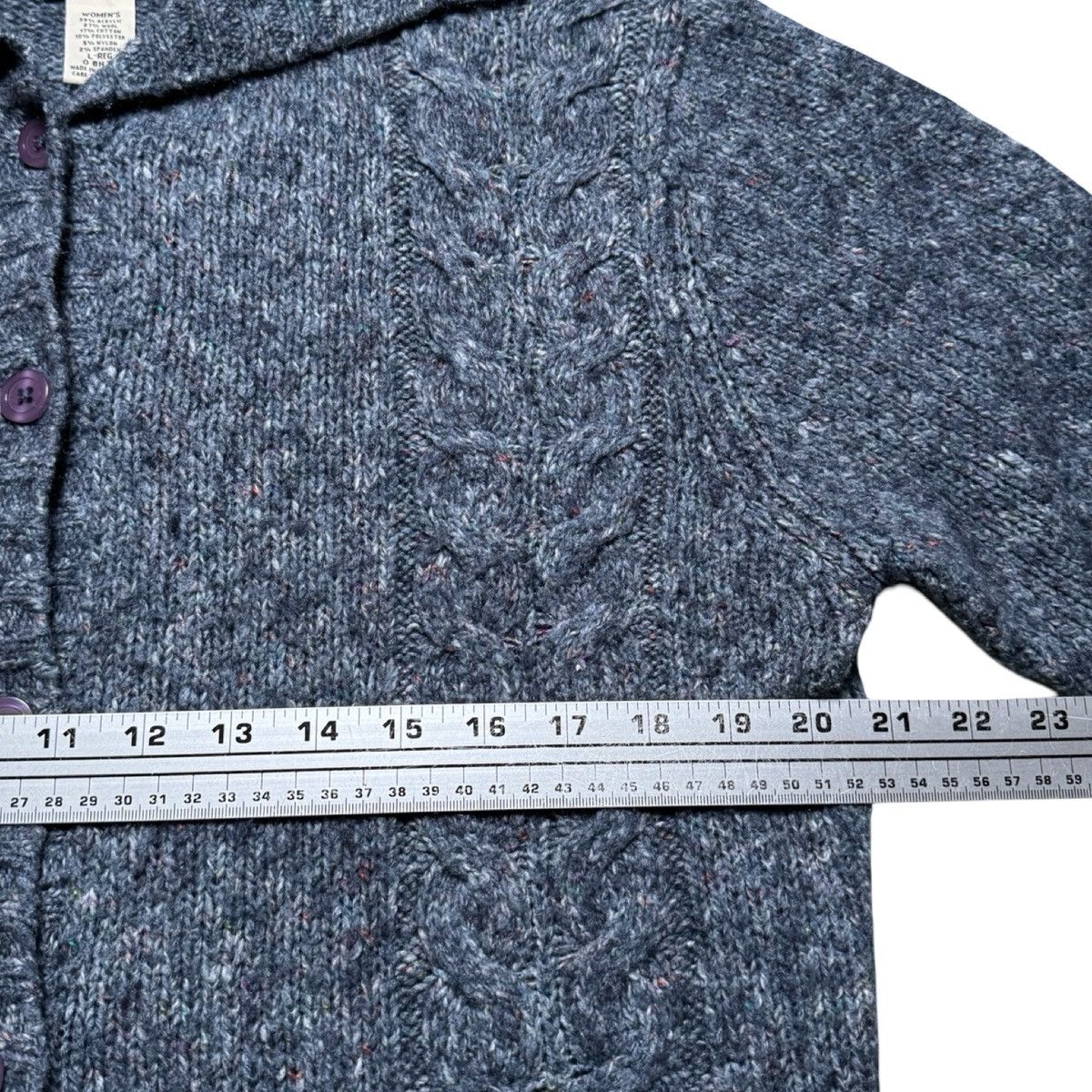 L.L. Bean LL Bean Cardigan Women M Wool Blend Cable Knit Sweater Size M / US 6-8 / IT 42-44 - 4 Thumbnail