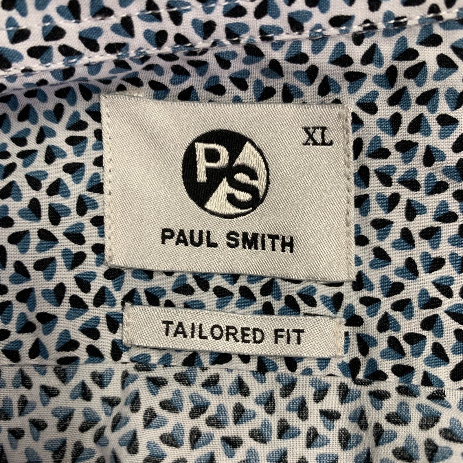 Paul Smith Size XL White Black Blue Hearts Cotton Long Sleeve Shirt Size US XL / EU 56 / 4 - 5 Thumbnail