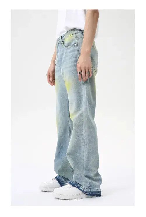 Jean Hip-hop street painting contrast color flared washed jeans Size US 32 / EU 48 - 5 Thumbnail