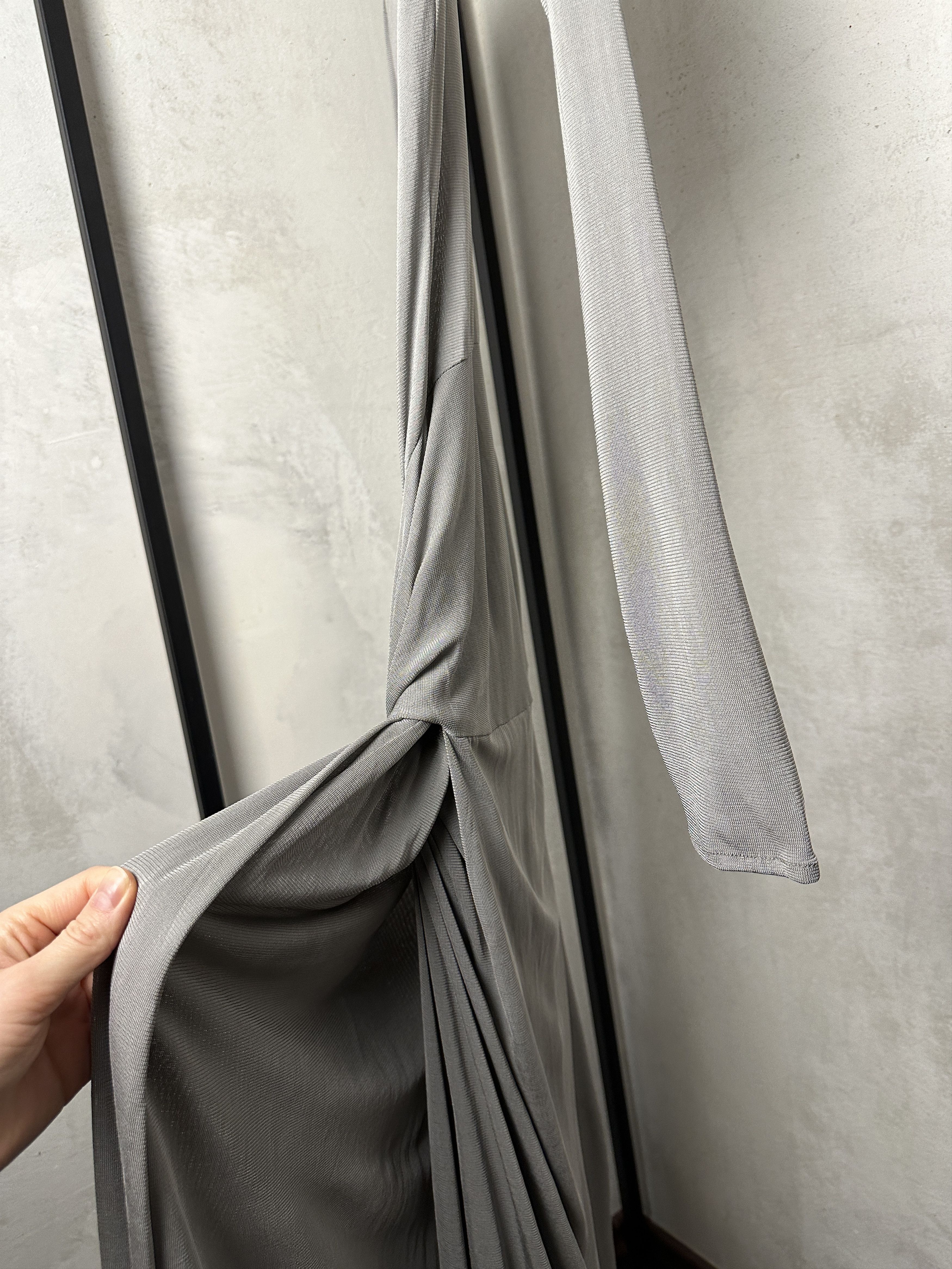 Paris Georgia PARIS GEORGIA Tilda Draped Jersey Silver Maxi Dress Size XS / US 0-2 / IT 36-38 - 7 Thumbnail