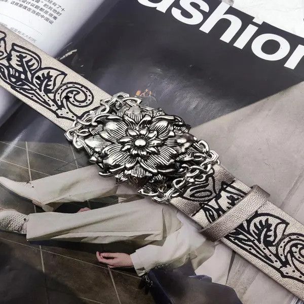 Other Floral Design Leather Belts with Unique Buckles Size ONE SIZE - 3 Thumbnail