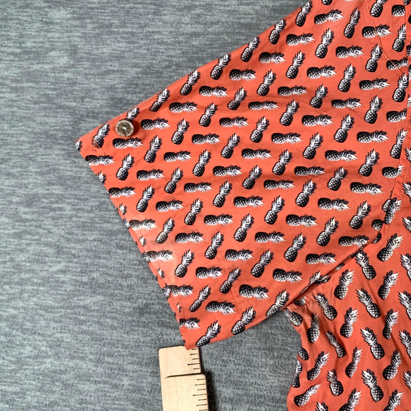 Ted Baker Ted Baker Shirt Mens Large Orange Pineapple Print Short Sleeve Button Front Size US L / EU 52-54 / 3 - 6 Thumbnail