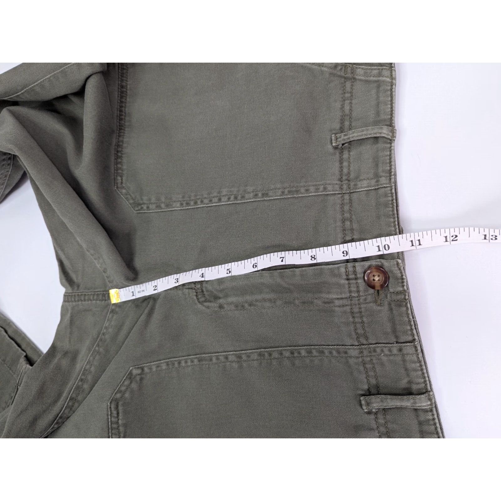 Vintage LL Bean Favorite Fit Women's 12 Green Cropped Pants High Rise Cotton Blend Capris Straight Pockets Casual Workwear Size 34" / US 12 / IT 48 - 7 Thumbnail