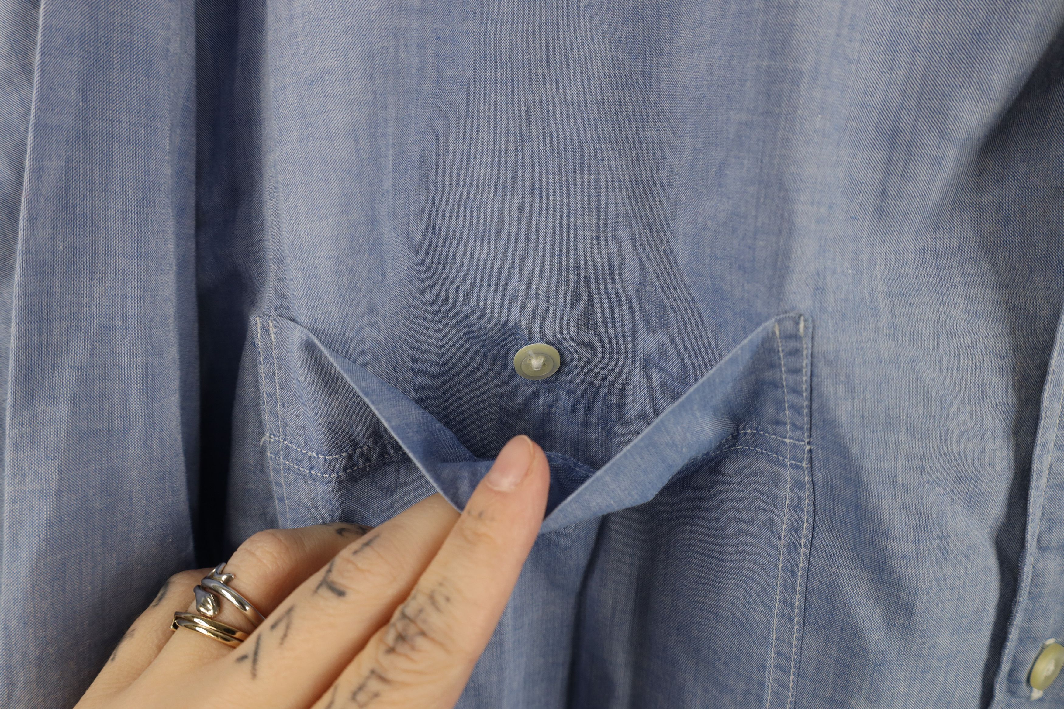 Vintage Vintage 60s Streetwear Broadcloth Chambray Button Shirt USA Size US M / EU 48-50 / 2 - 7 Thumbnail