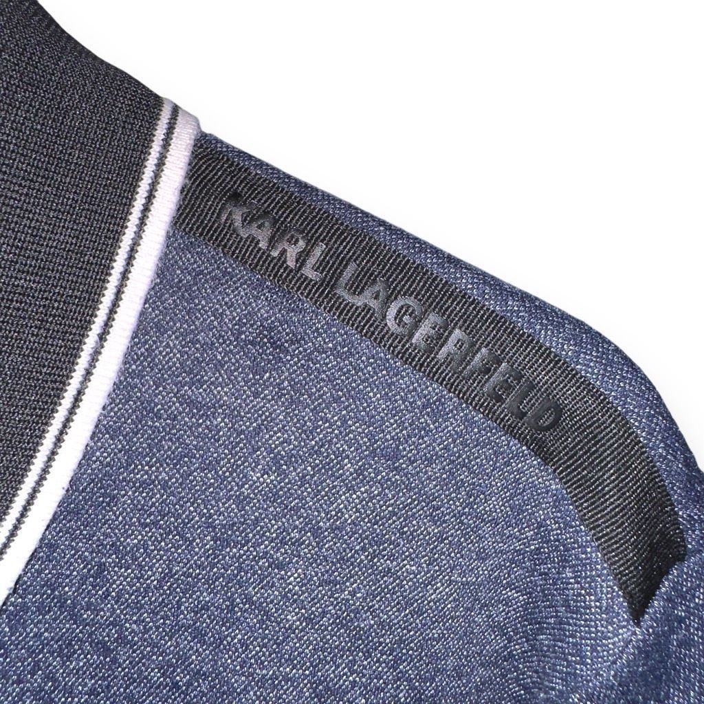 Karl Lagerfeld Karl Lagerfeld Navy S/S Zip Polo Shirt Sz XL Size US XL / EU 56 / 4 - 3 Thumbnail
