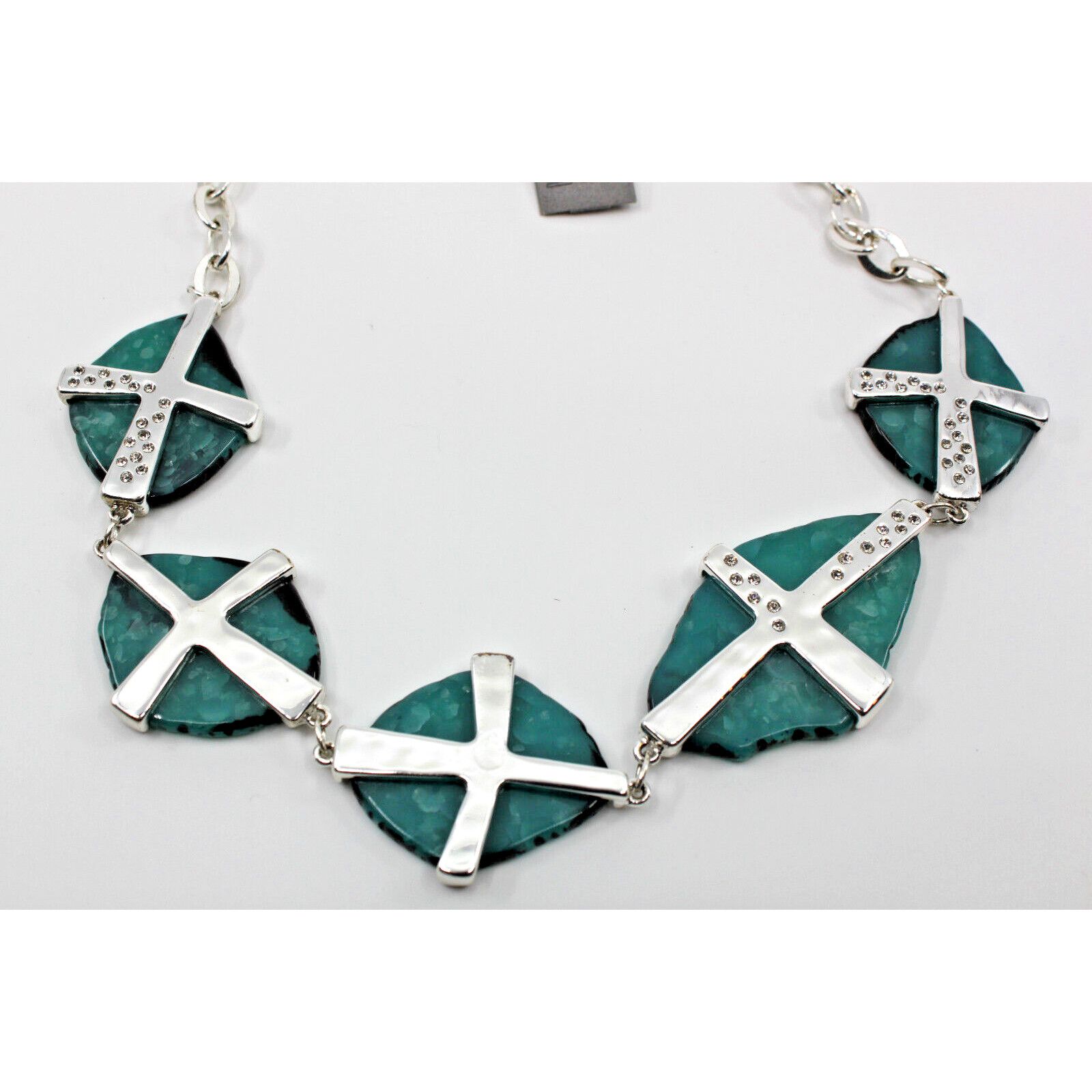 Robert Lee Morris New ROBERT LEE MORRIS Cross Crystal Silvertone Necklace $120 Size ONE SIZE - 2 Thumbnail