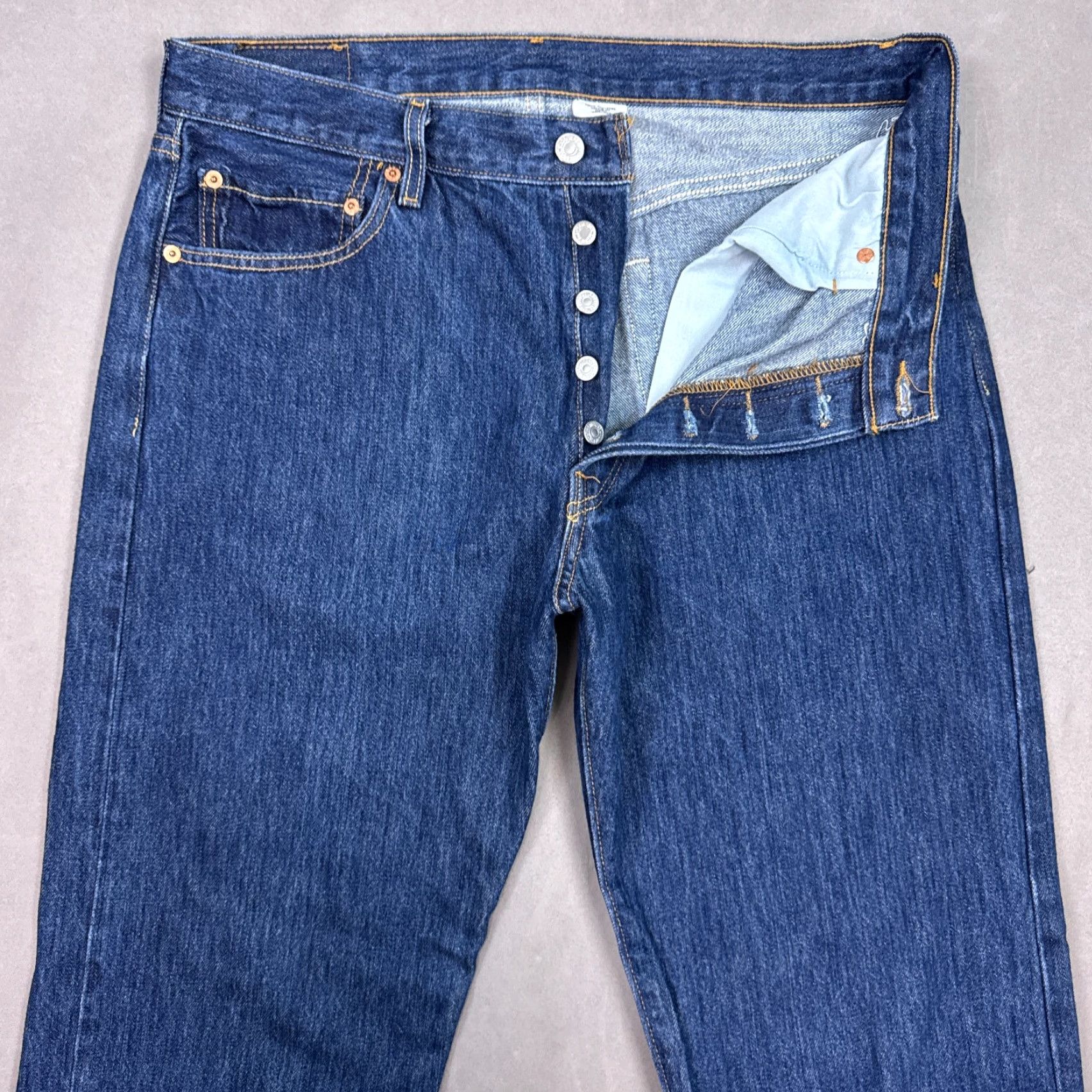 Levi's Levi's 501 Jeans Mens 34x34 Blue Denim Pant Button Fly Dark Work Regular Size US 36 / EU 52 - 2 Thumbnail