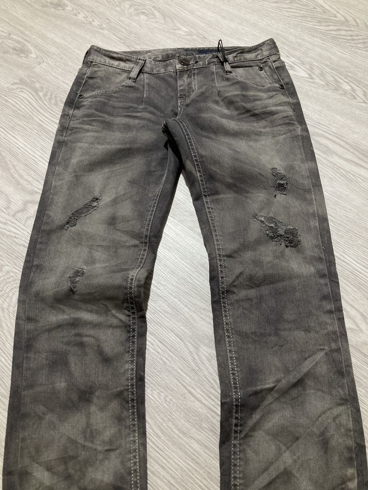 Tornado Mart 2000s Crown Denim Ripped Clawmark Denim Jeans Punk Gothic Size US 27 - 10 Thumbnail