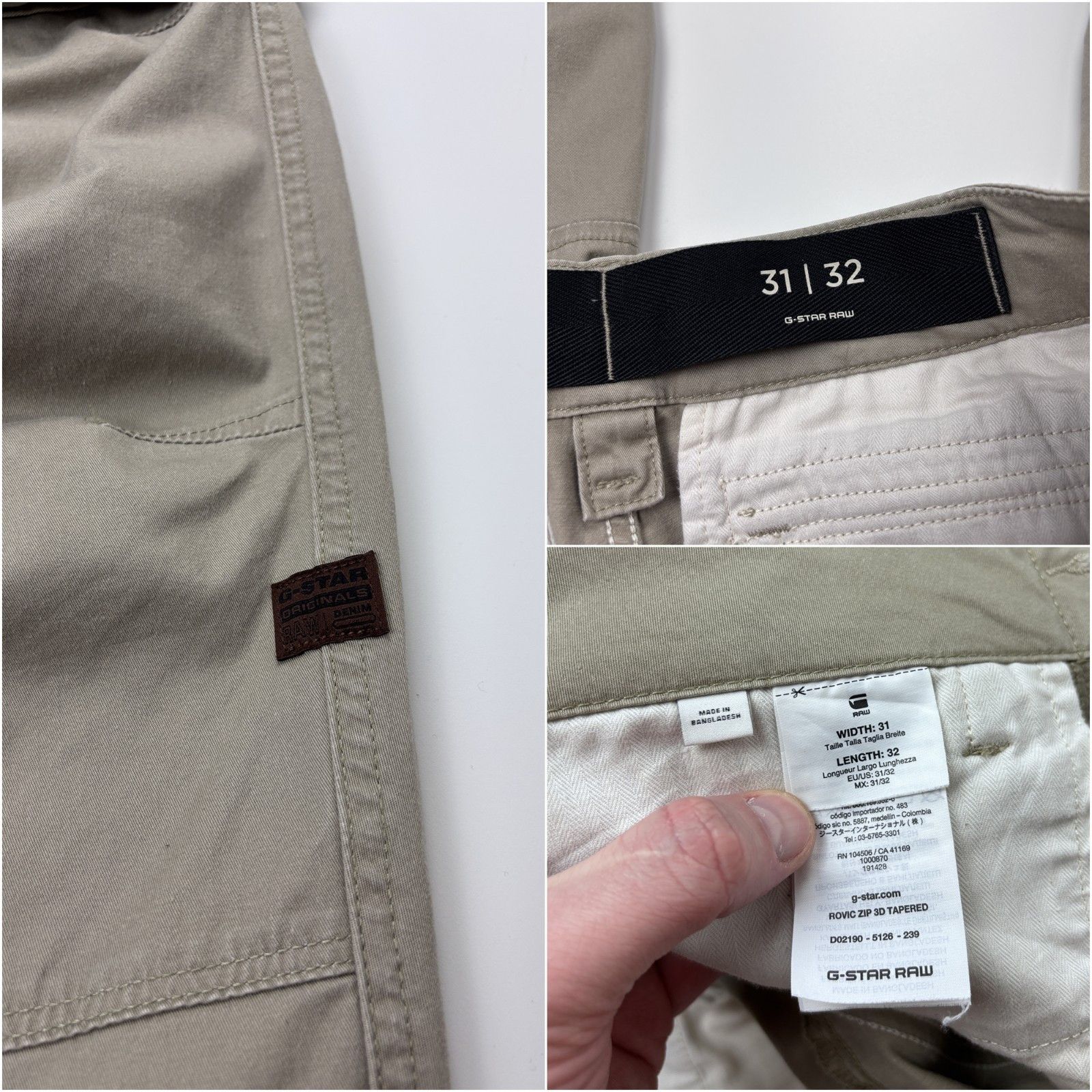 G-Star G-Star Rovic Zip 3D Tapered Cargo Pants Beige Gray 31x32 Size US 31 - 9 Thumbnail