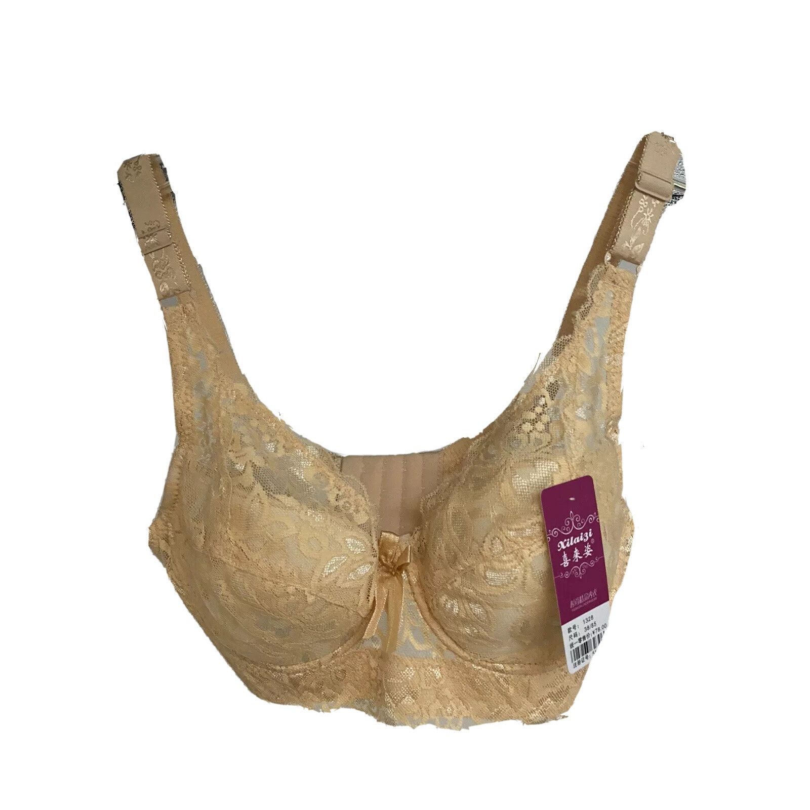 Other Womens Floral Lace Underwire Padded Peach Bra 38C New Size ONE SIZE - 4 Thumbnail