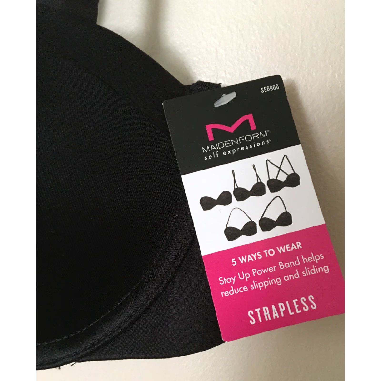 Vintage Maidenform Self Expressions Strapless Bra 34A Black Womens SZ 34A Underwired Side Smoothing"} Size ONE SIZE - 3 Thumbnail