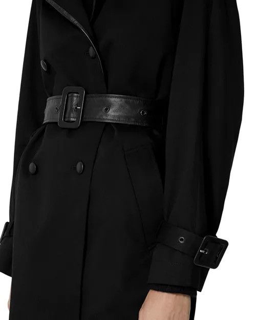 The Kooples The Kooples LEMAL Trench Coat Black Leather Belt Cotton Siz Size XS / US 0-2 / IT 36-38 - 12 Thumbnail