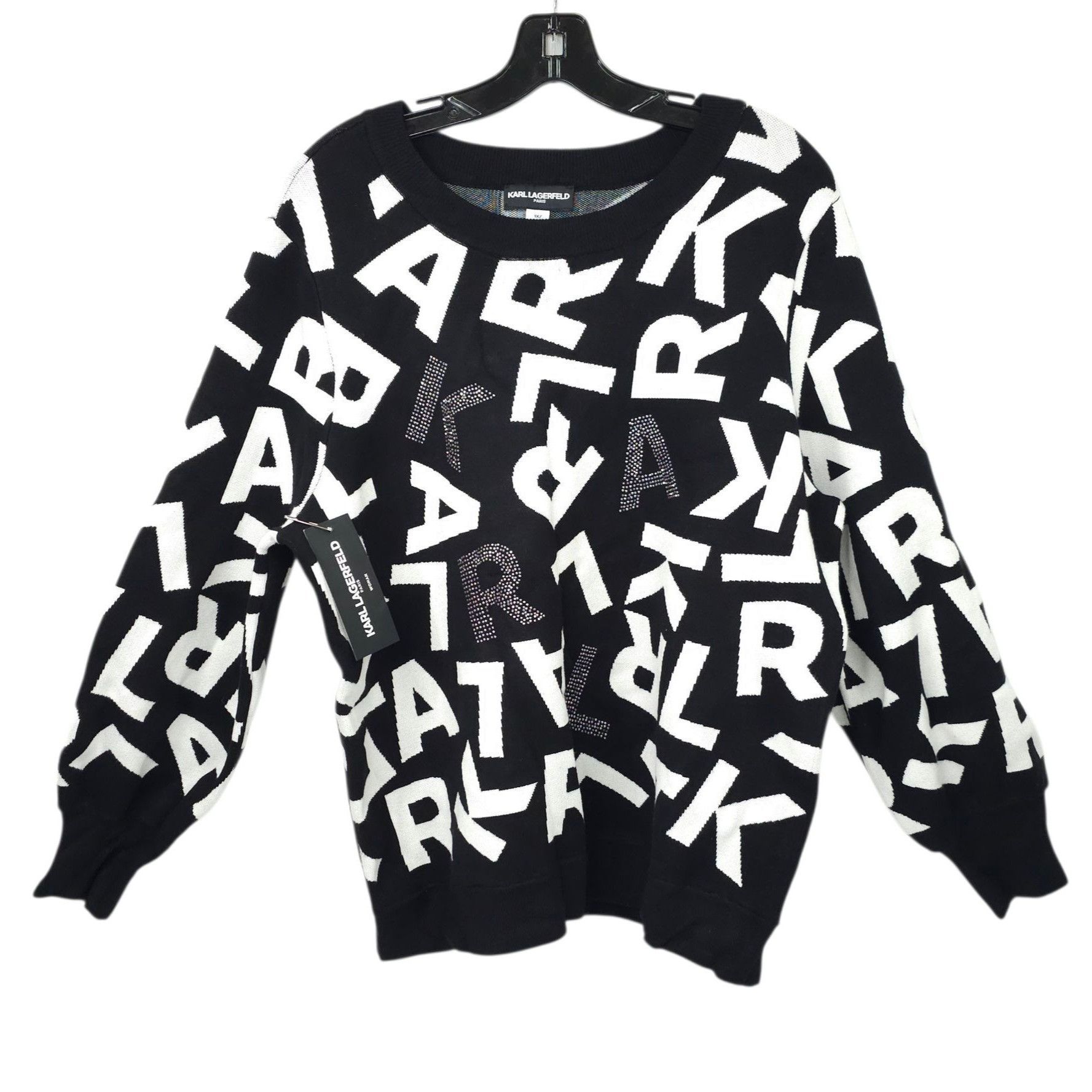 Karl Lagerfeld Karl Lagerfeld Paris Scrambled Logo Sweater Women 1X Ribbed Size ONE SIZE - 1 Thumbnail